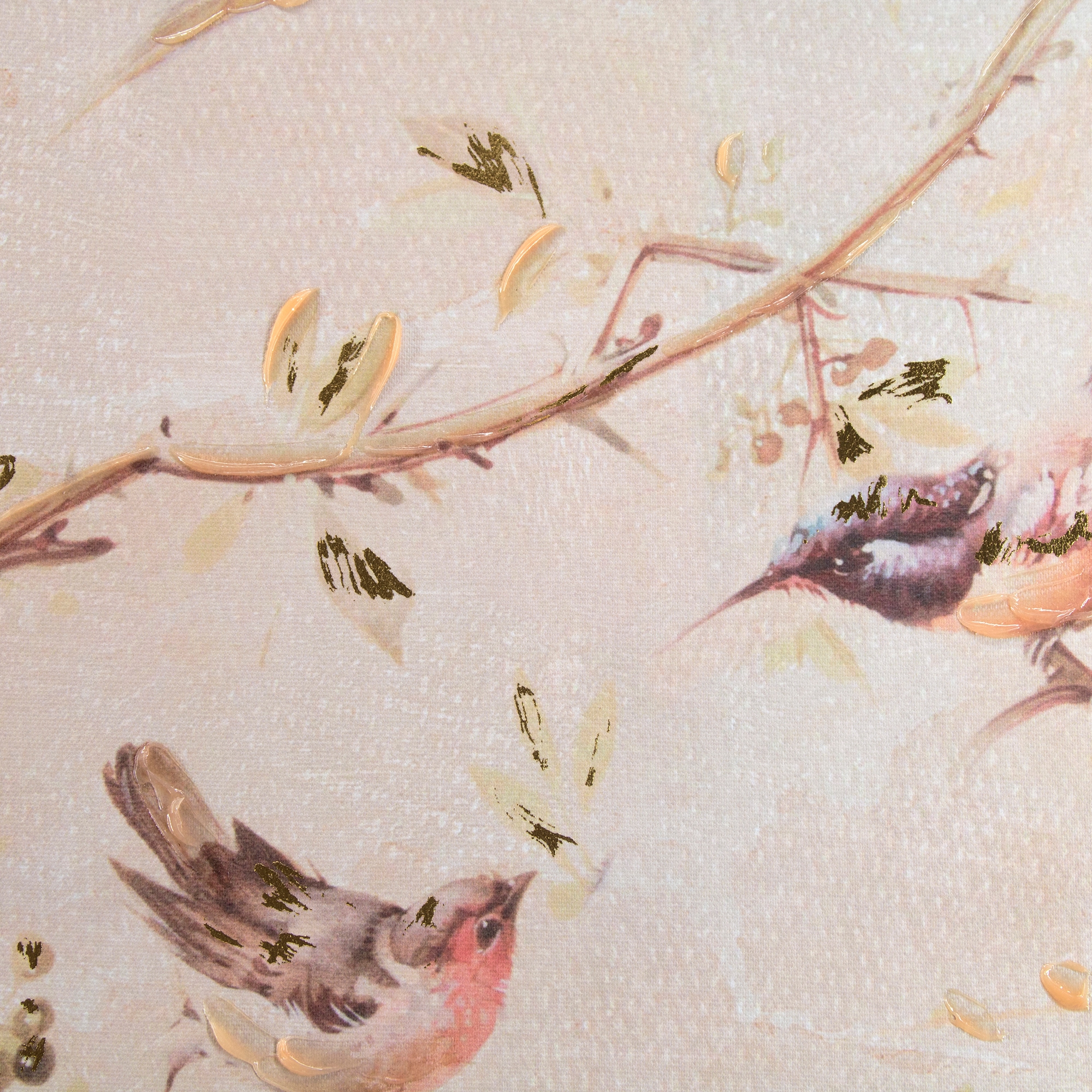 Art for the home Leinwandbild »Vogel« 1 Stk. tlg. Handgemalt Wandbild Gold Metallic 50x70cm