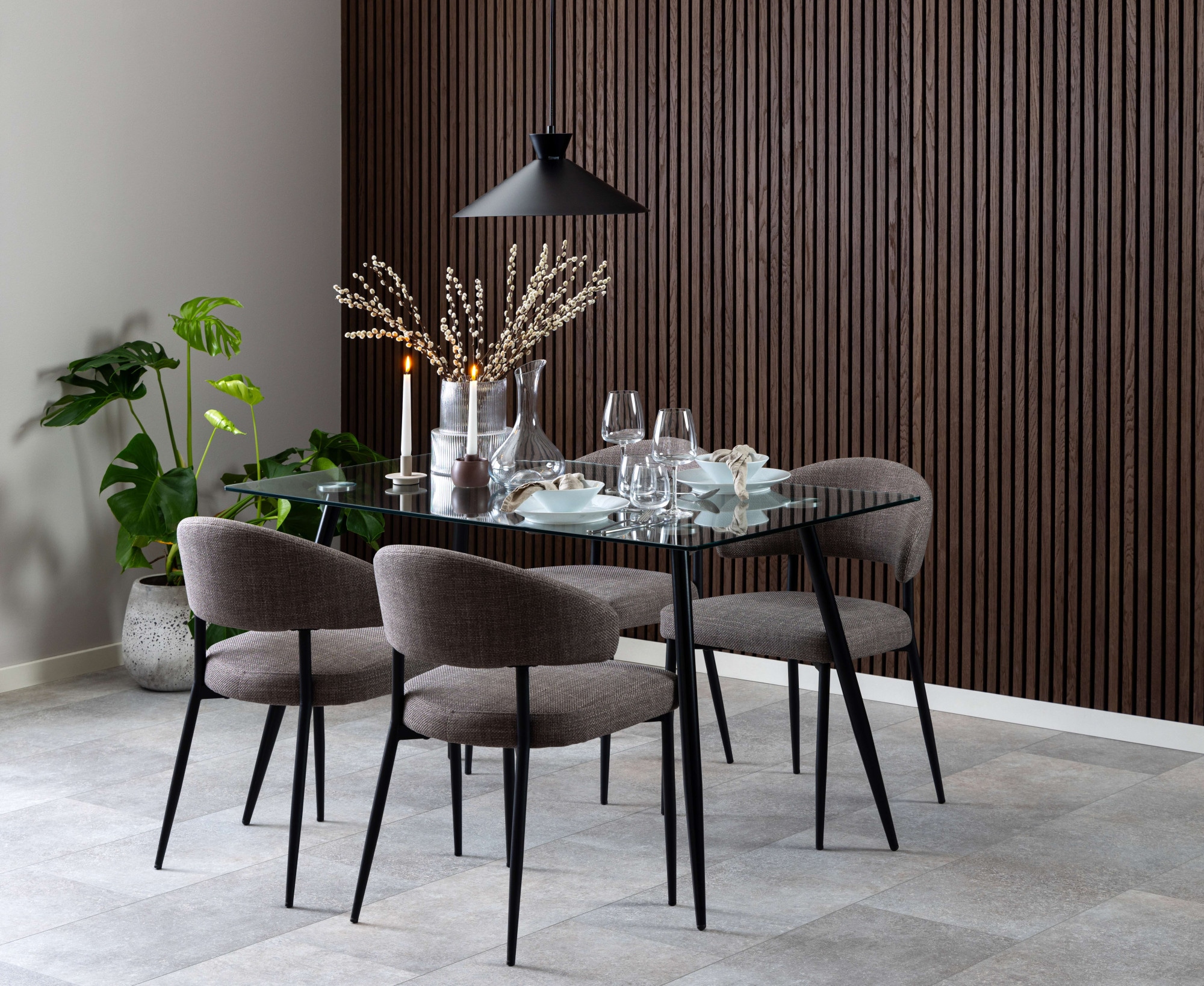 ACTONA GROUP Esszimmerstuhl »Edina Stuhl, Wohnzimmerstuhl«, Luxus-Microfaser, Stoff, schwarze Stahlbeine, 2er-Set