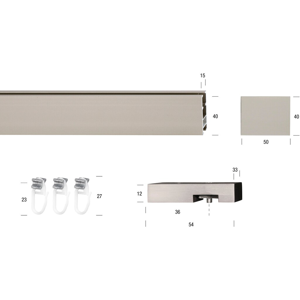 GARESA Gardinenstange »FLAT«, 1 läufig-läufig, Wunschmaßlänge, Rechteckprofil, Deckenmontage, perfekter Lauf, modern, verlängerbar