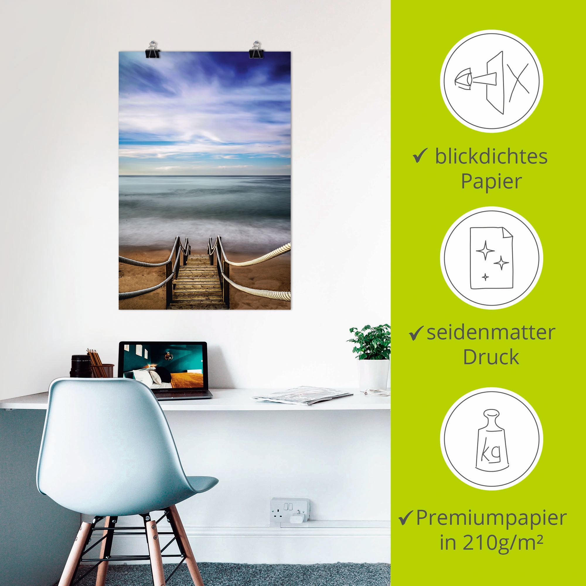Artland Poster »Holzsteg am Meer«, Strandbilder, (1 St.), als Alubild, Leinwandbild, Wandaufkleber oder Poster in versch. Größen