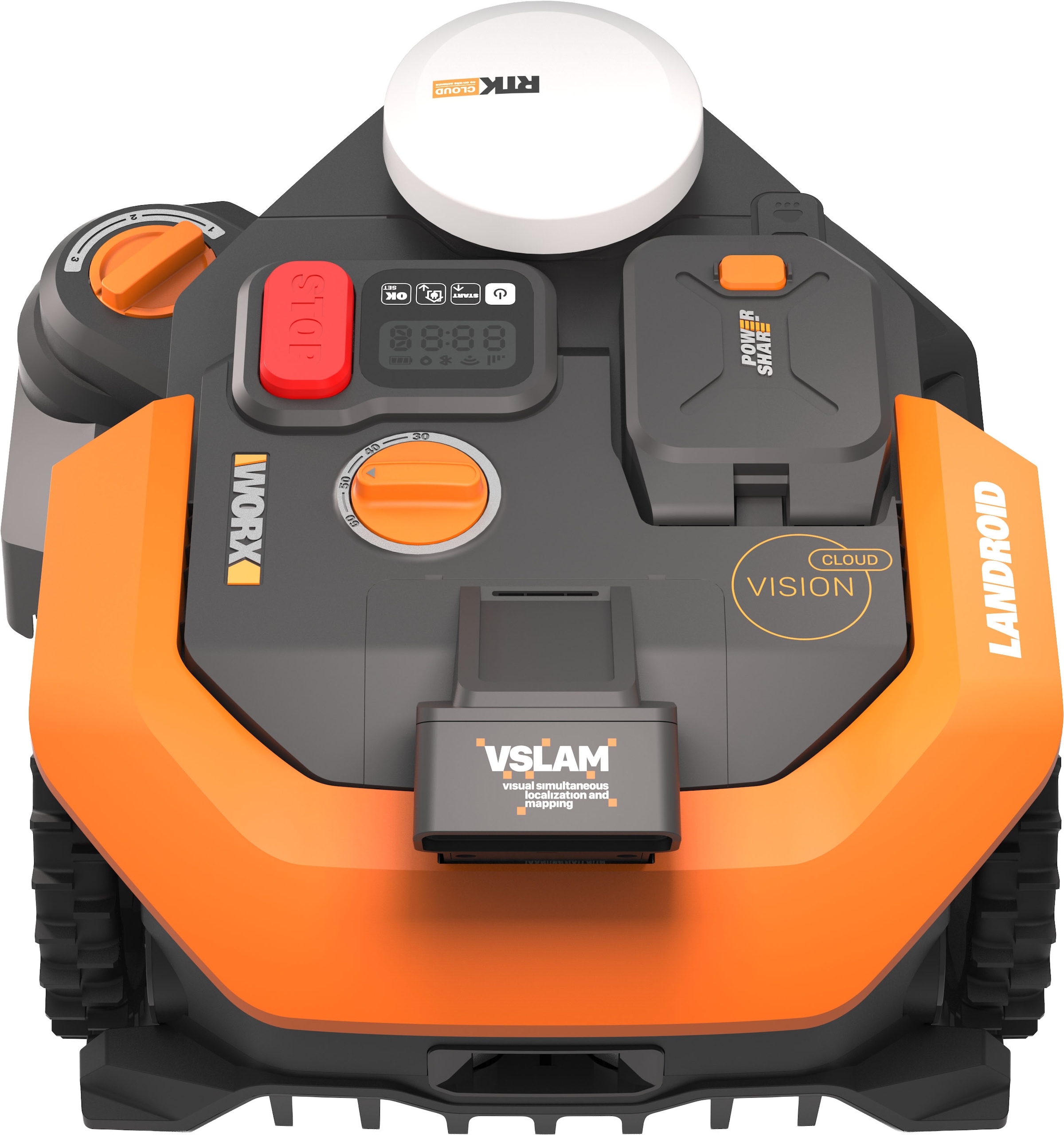 Worx Rasenmähroboter »Landroid Vision Cloud WR308E 2WD ohne Begrenzungskabel, Auto-Mapping« KI-Hinderniserkennung, VSLAM+ RTK Cloud Navigation, Cut-to-Zero,   App-Steuerung