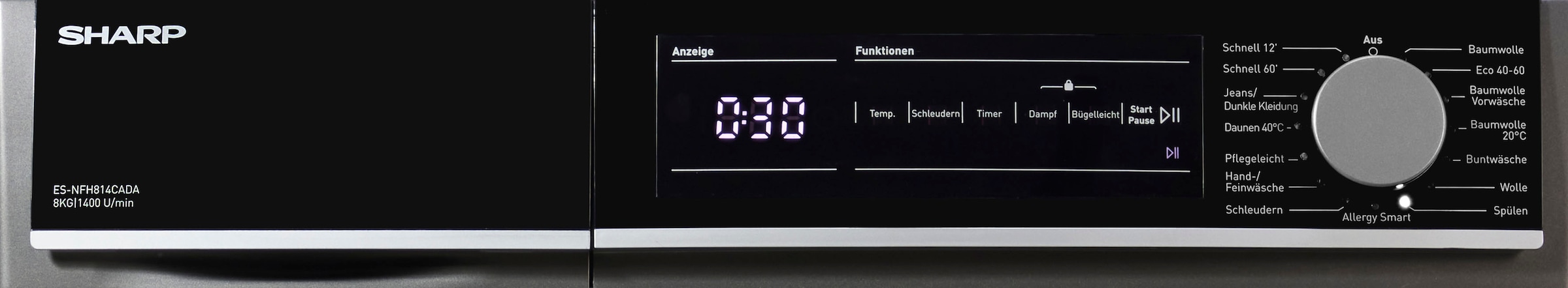 Sharp Waschmaschine »ES-NFH814CADA-DE«, 8 kg, 1400 U/min
