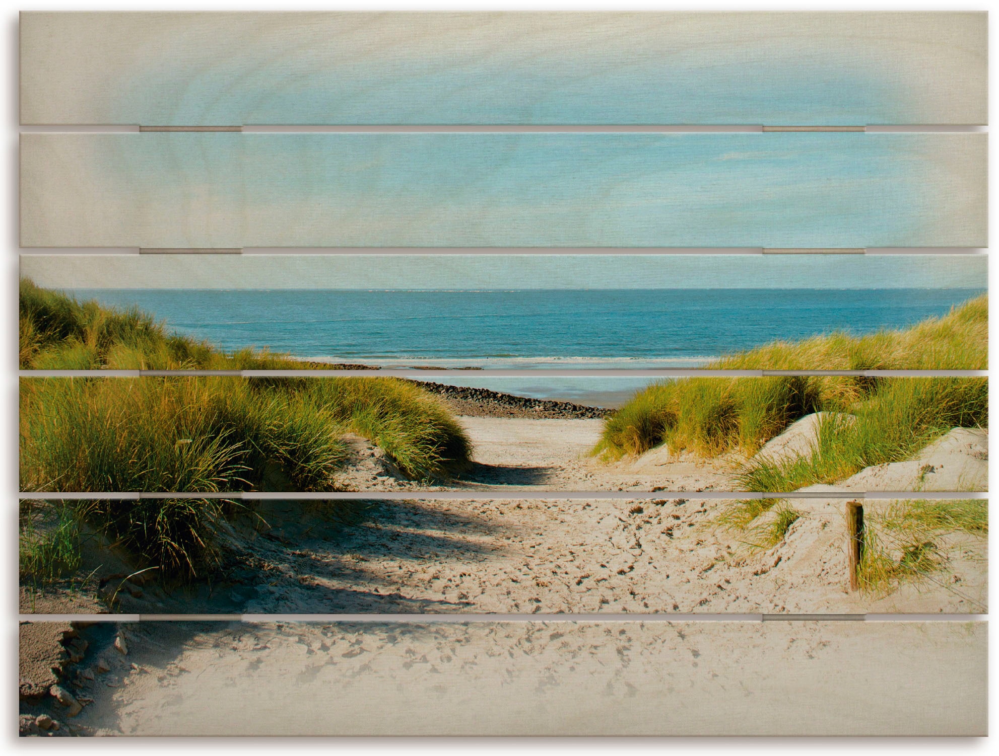 Artland Holzbild »Strand mit Sanddünen und Weg zur See«, Strandbilder, (1 St.)