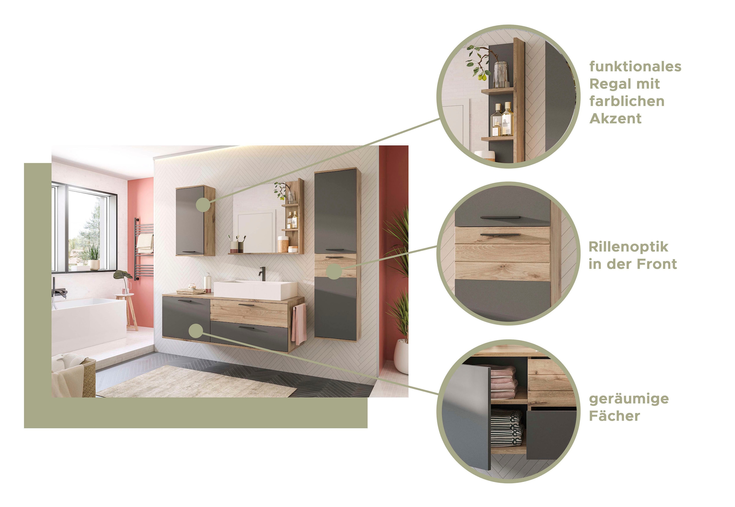 INOSIGN Hängeschrank »Riga, Breite 37cm, 1 Tür (Türanschlag wechselbar), 1 Einlegeböden«, Badmöbel, Badschrank, Schrank, Wandschrank, Bad, Badezimmer