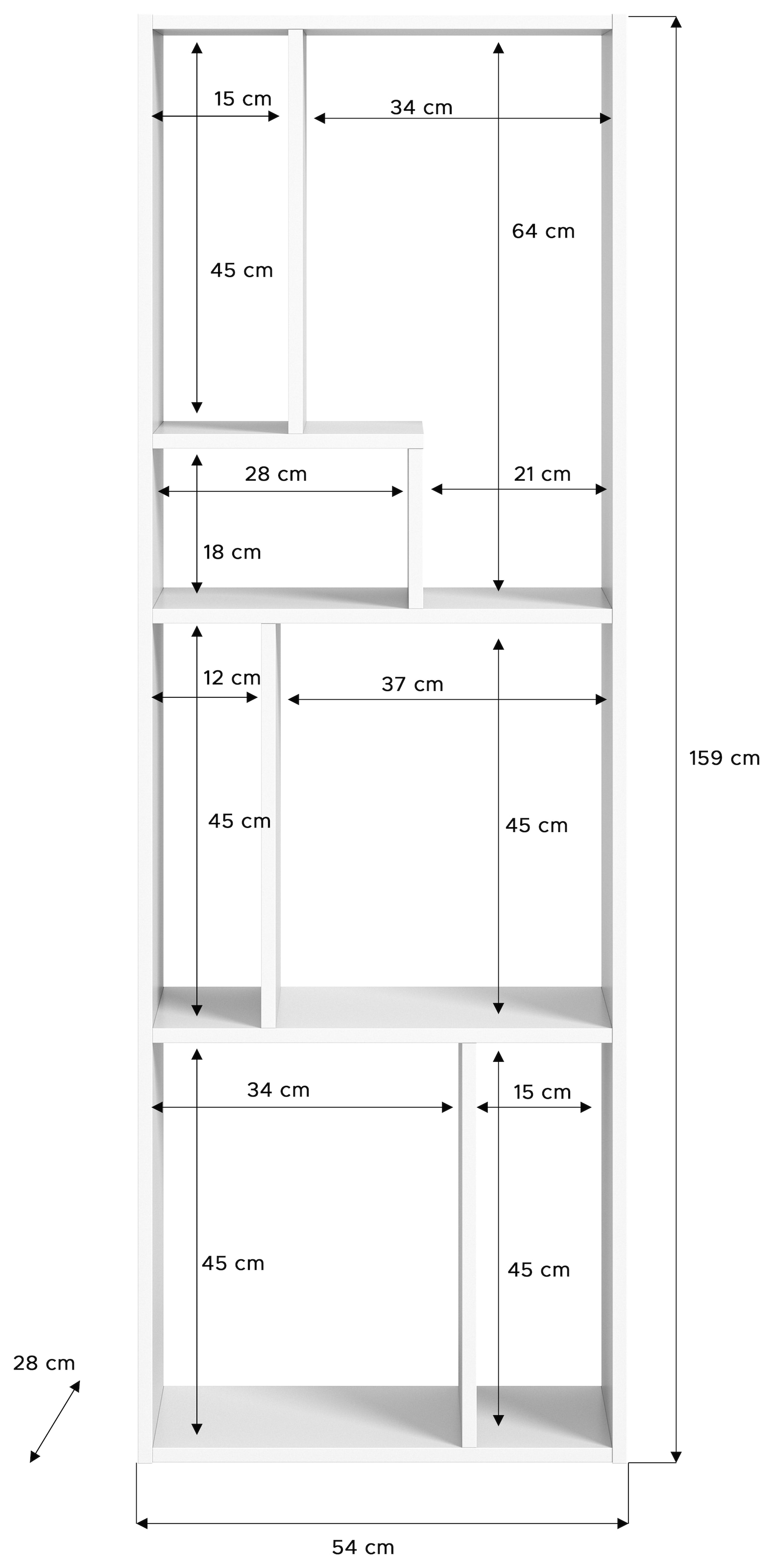 INOSIGN Standregal »Korak, Breite 159 cm, vertikal oder horizontal montierbar«, universal einsetzbar, Regal, Lowboard, Raumteiler, TV-Möbel, Wandregal