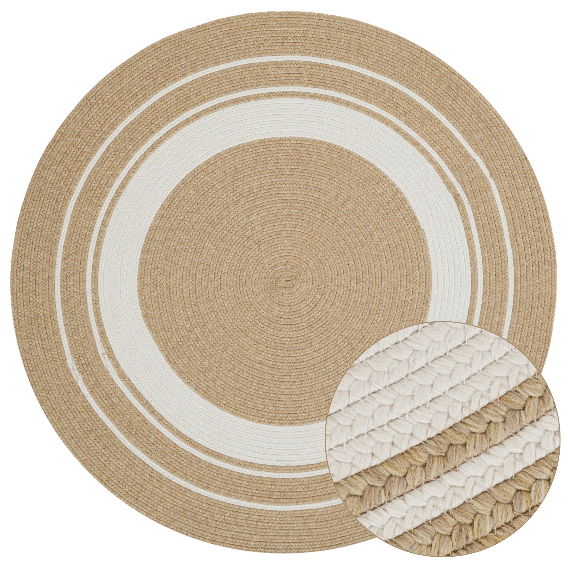 NORTHRUGS Teppich »Trenzado«, rund, 10 mm Höhe, In- & Outdoor, Handmade-Look, Gewebt, Wetterfest, Balkon, Wohnzimmer