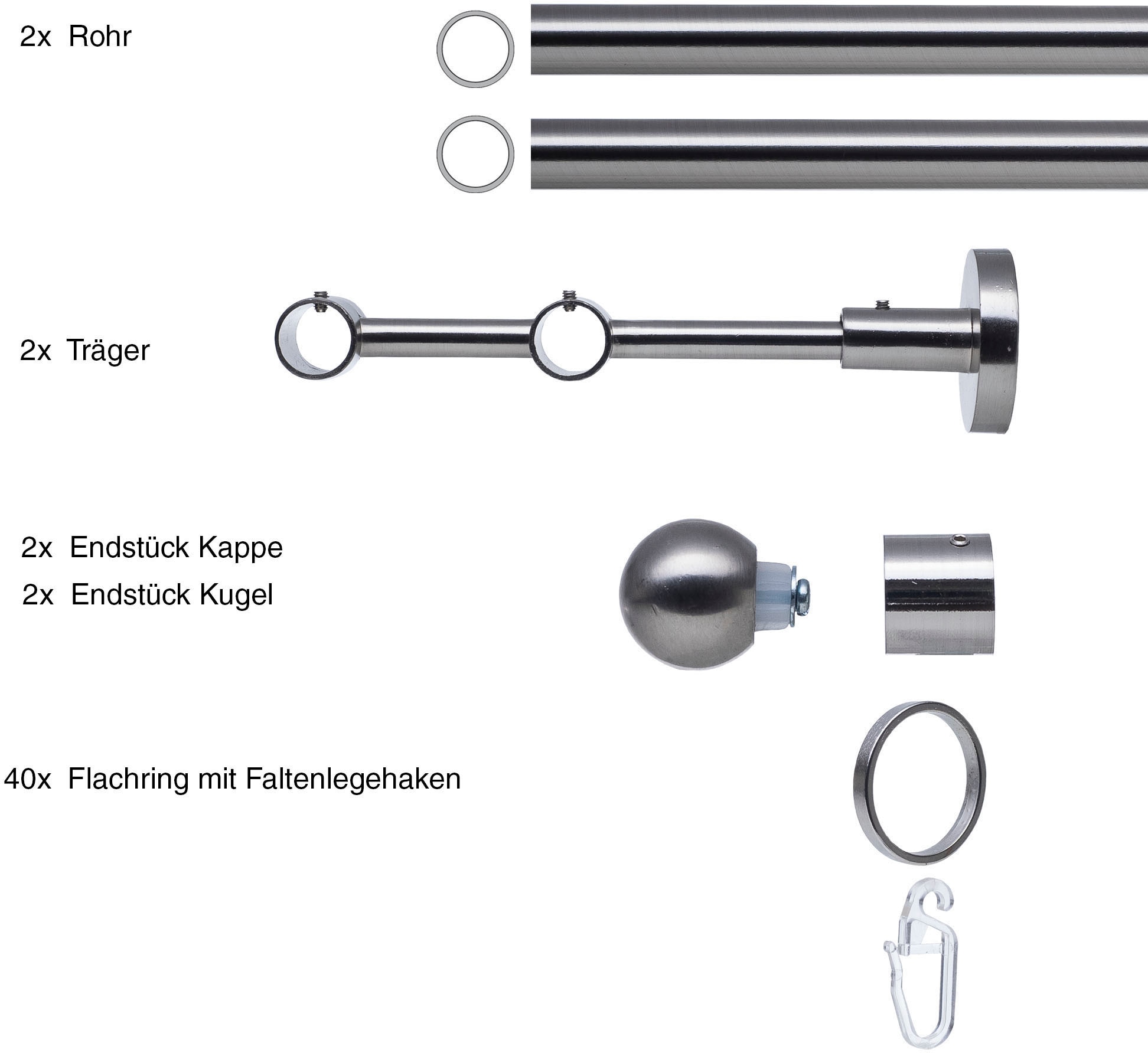 Liedeco Gardinenstange »Stilgarnitur, Komplettgarnitur 16 m Kugel Set«, 2 l günstig online kaufen