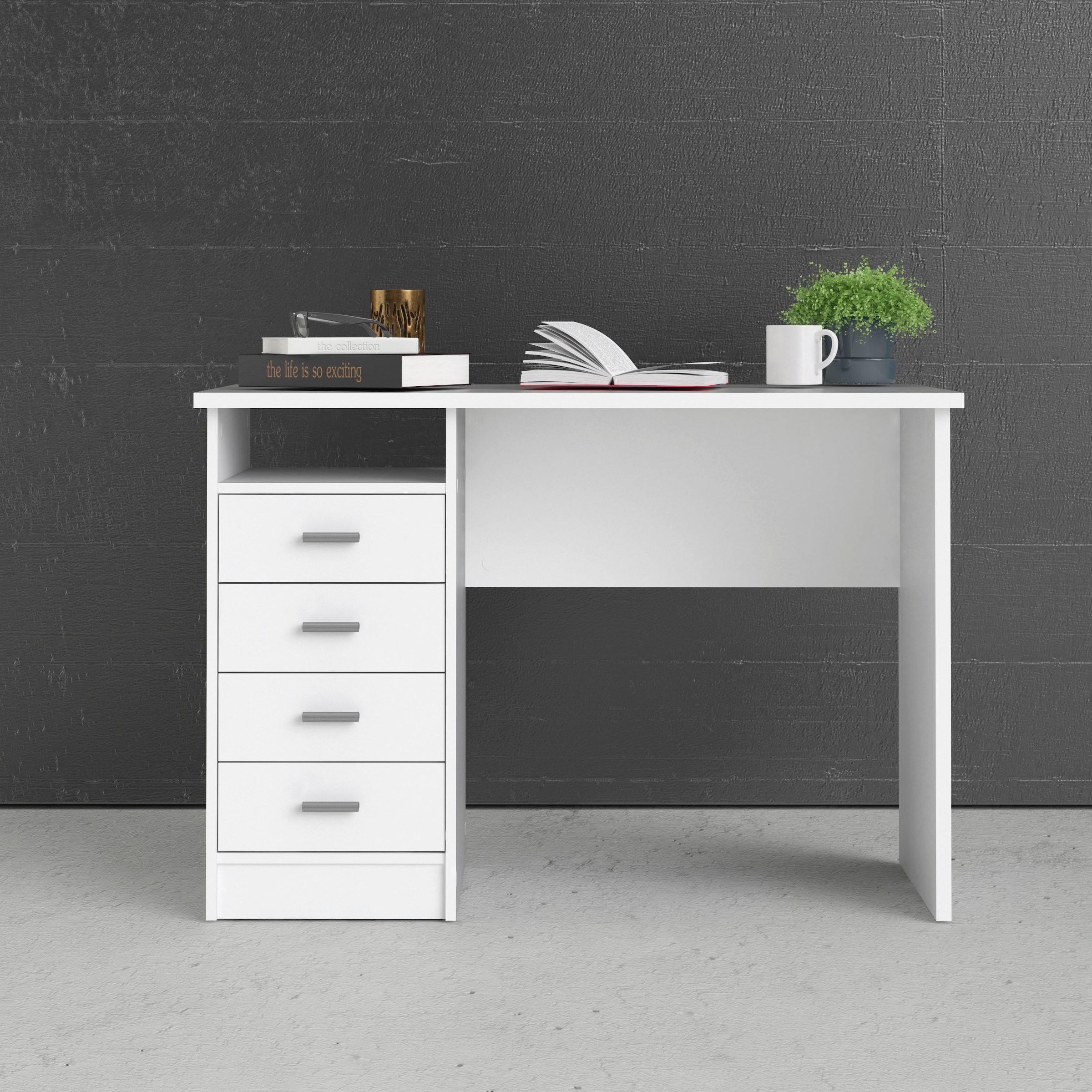 INOSIGN Schreibtisch »Function Plus, Arbeitstisch, Bürotisch«, mit 4 Schubladen, 1 offenes Fachbreite 110 cm