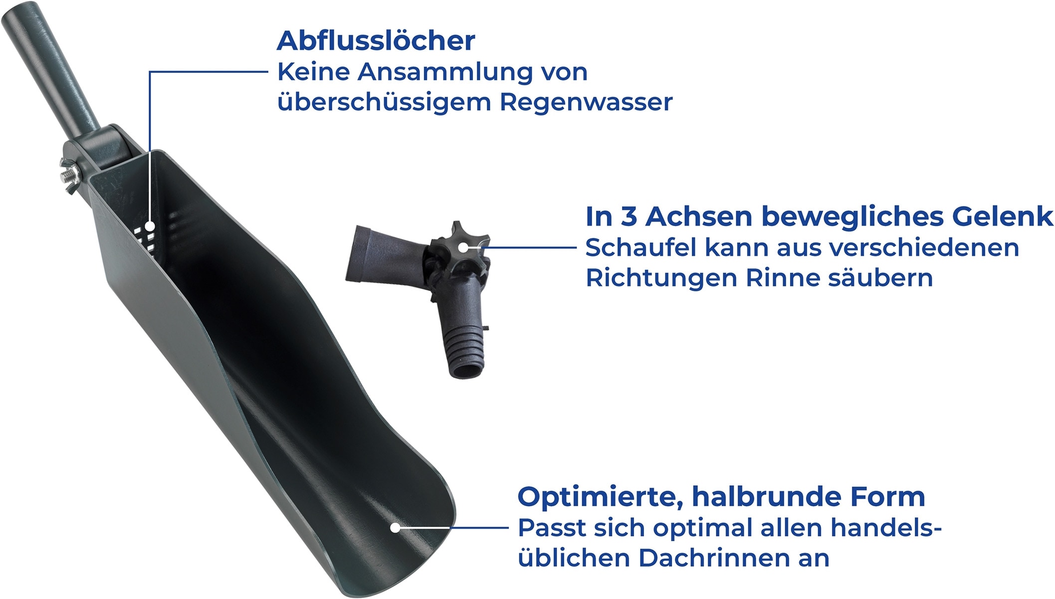Maximex Dachrinnenreiniger »Dachrinnenschaufel Modell Maxi« aus Kunststoff | Metall mit Teleskopstiel, Reinigen ohne Leiter