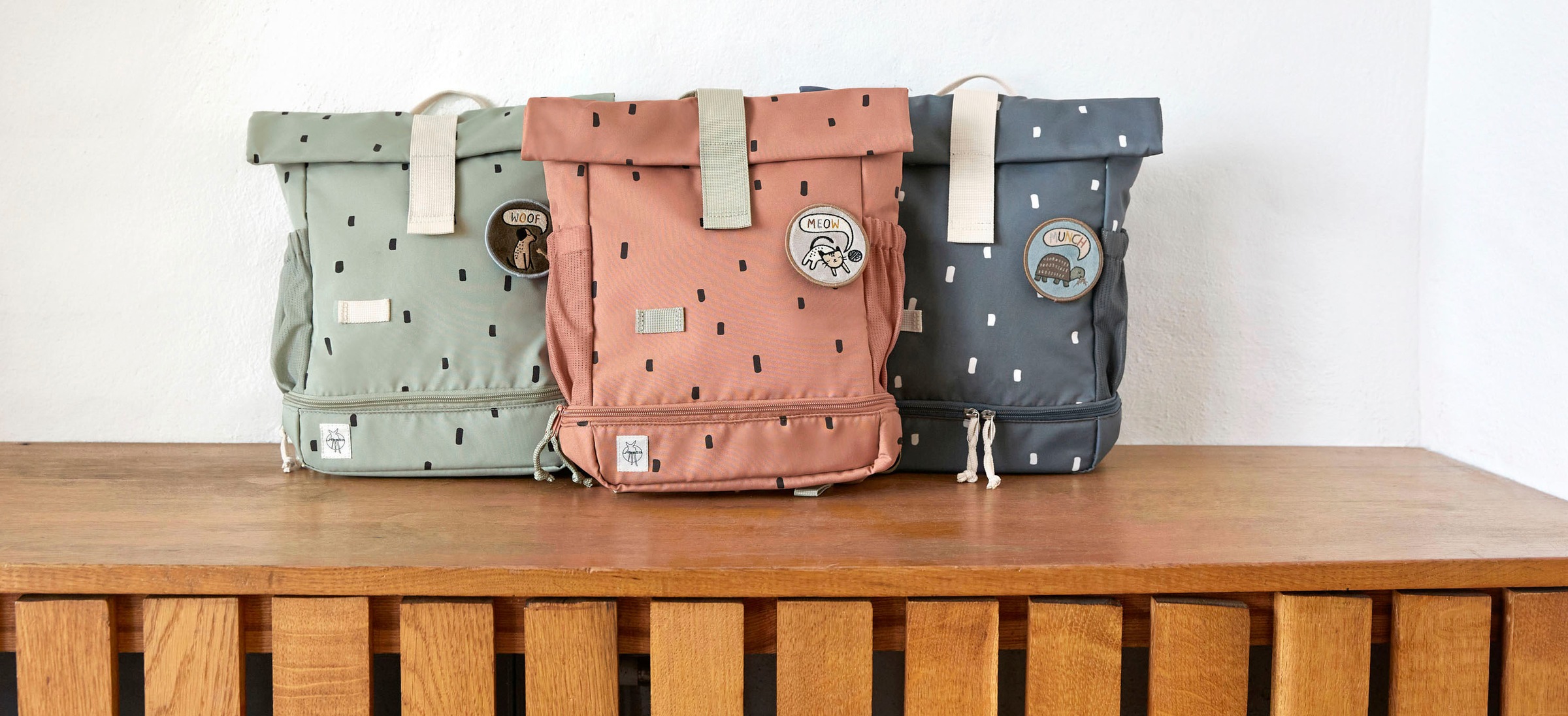 LÄSSIG Kinderrucksack »Happy Prints, Mini Rolltop, Midnight Blue«, Reflektoren