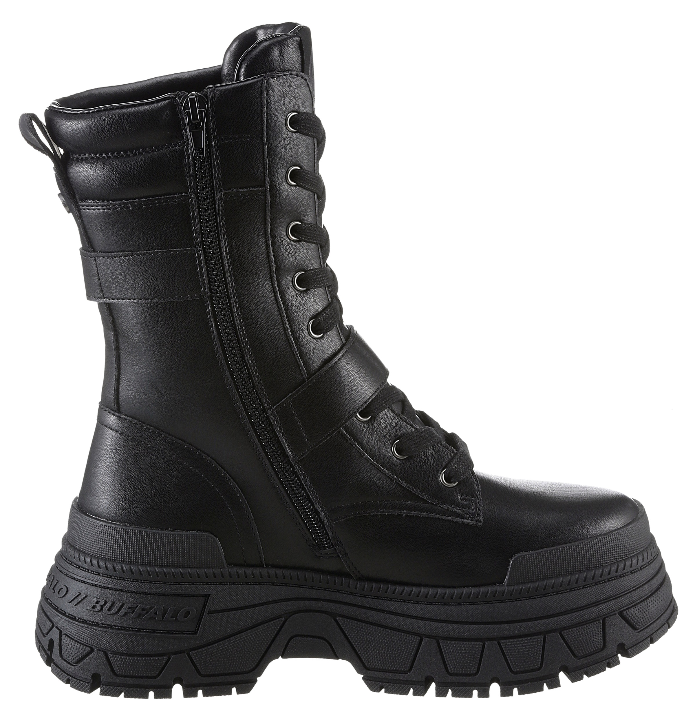 Buffalo Bikerboots »FUSION LACE UP BIKER«, Schnürboots, Stiefelette, mit chunky-Laufsohle