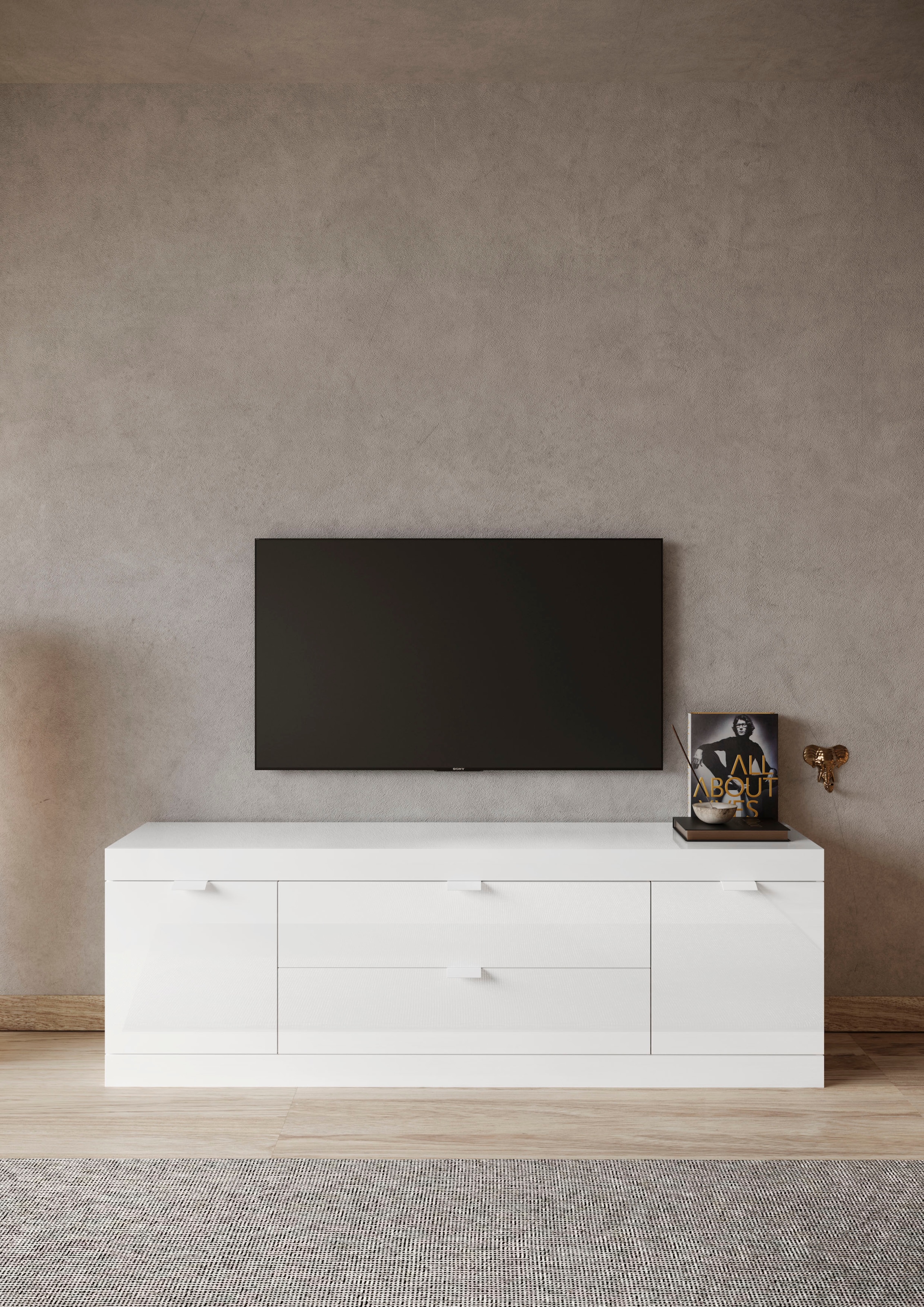 INOSIGN Lowboard »Slim, TV-Bank«, Breite 181 cm, weiß Hochglanz Lack