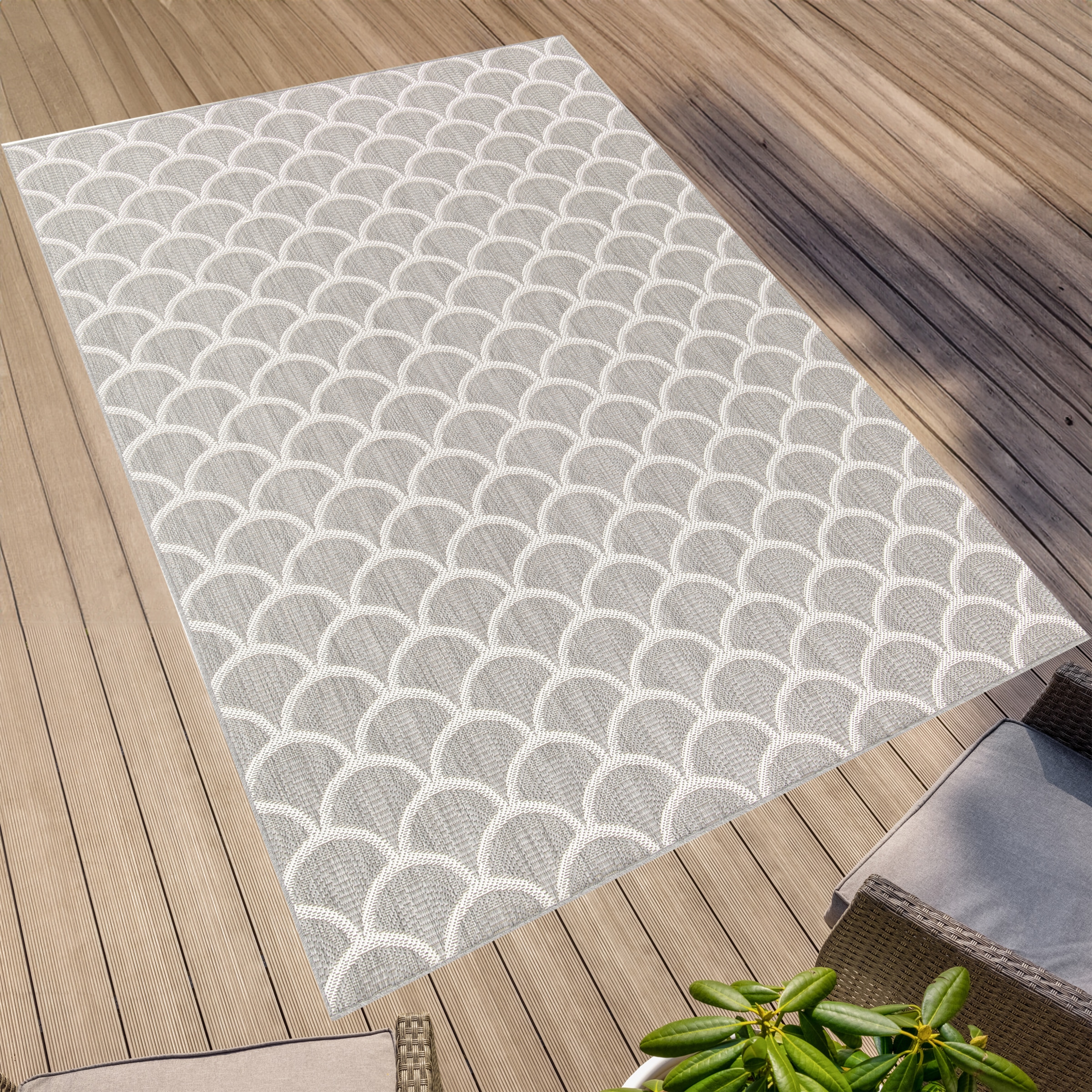 Primaflor-Ideen in Textil Teppich »Outdoorteppich RENEW - Arcs«, rechteckig, 4 mm Höhe, Flachgewebe, boho, In- und Outdoor geeignet, Balkon & Terrasse