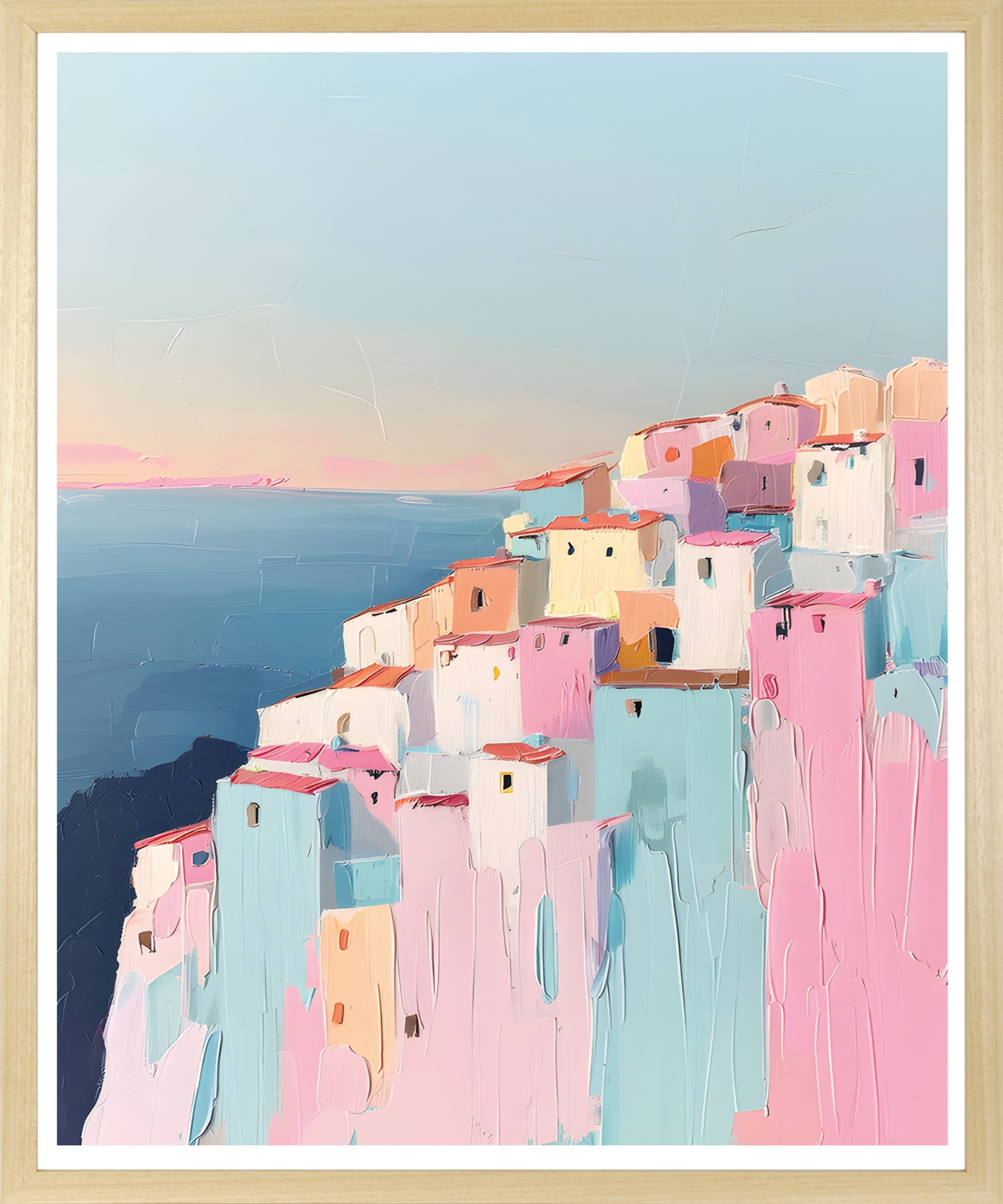 queence Bild mit Rahmen »Häuser am Meer« Elemente der Architektur | Fenster & Türen | Gebäude | Gemälde | Gewässer | Himmel | Himmelsbilder | Kunst | Landschaft | Meer Bilder | Stadt | Städte 1 Stk. tlg. Kunstdruck in Pastell mit einem Echtholzrahmen