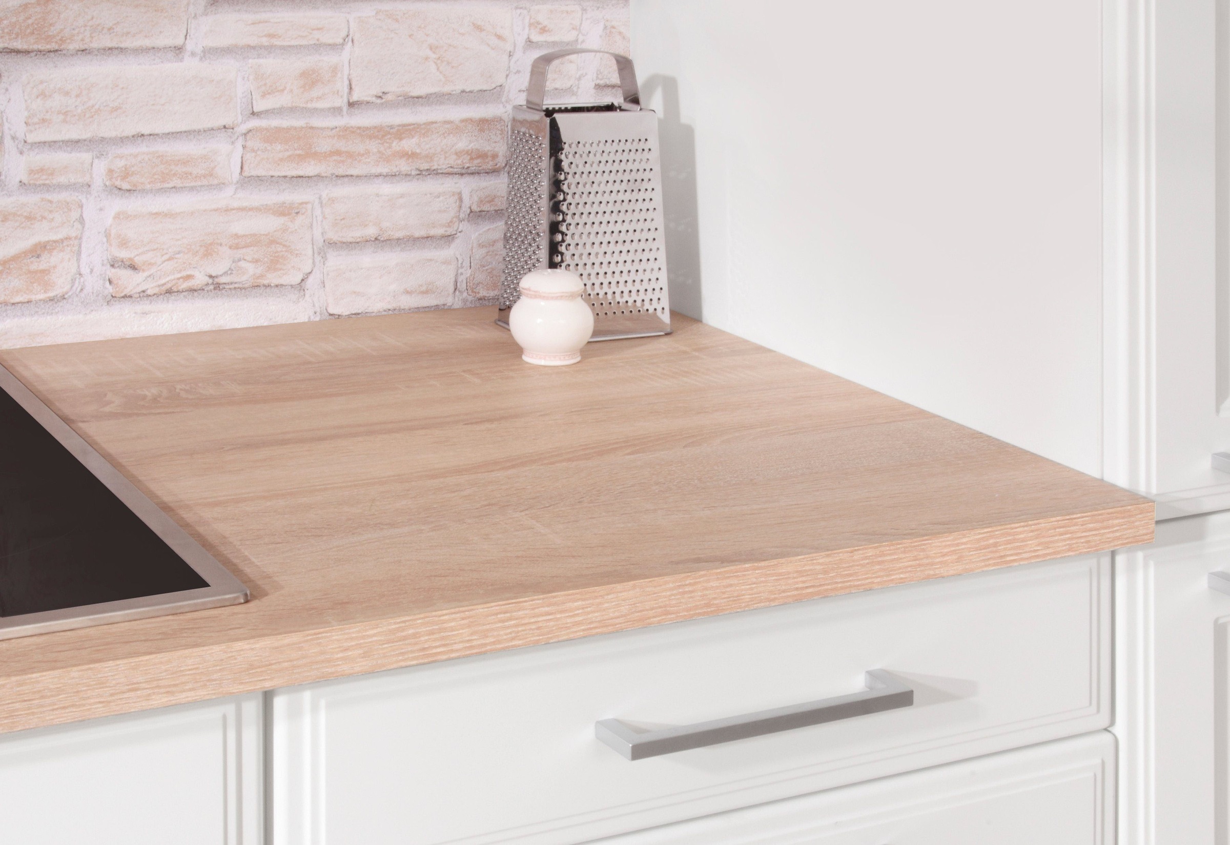 HELD MÖBEL Küchenzeile »Stockholm«, Breite 310 cm, mit hochwertigen MDF Fronten im Landhaus-Stil