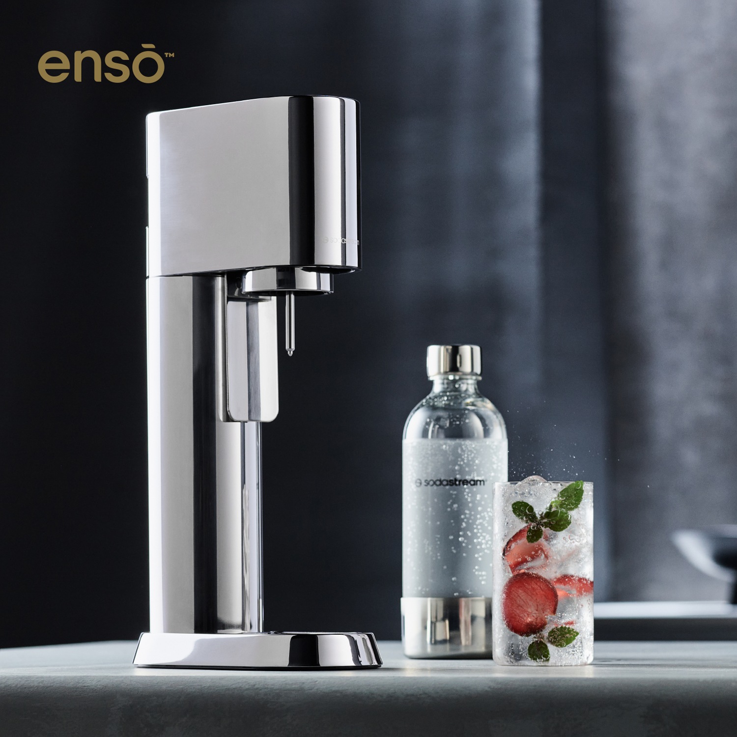 SodaStream Wassersprudler »ENSO, metall, Standard Pack, inkl. 1x Kunststoffflasche 1 l + 1x QC«, (Set, 3 tlg.)