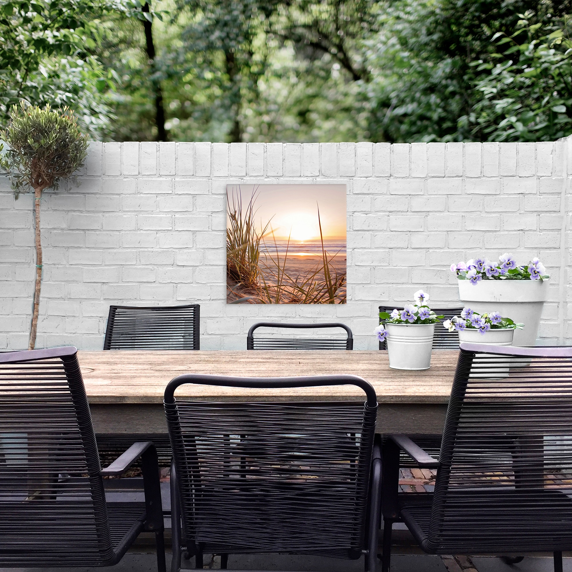 Art for the home Leinwandbild »Outdoor Sonnenuntergang 50x50cm«, Romantisch-Strand, (1 St.), Leinwand für draußen -Sonnenuntergang Dünen - 50x50cm