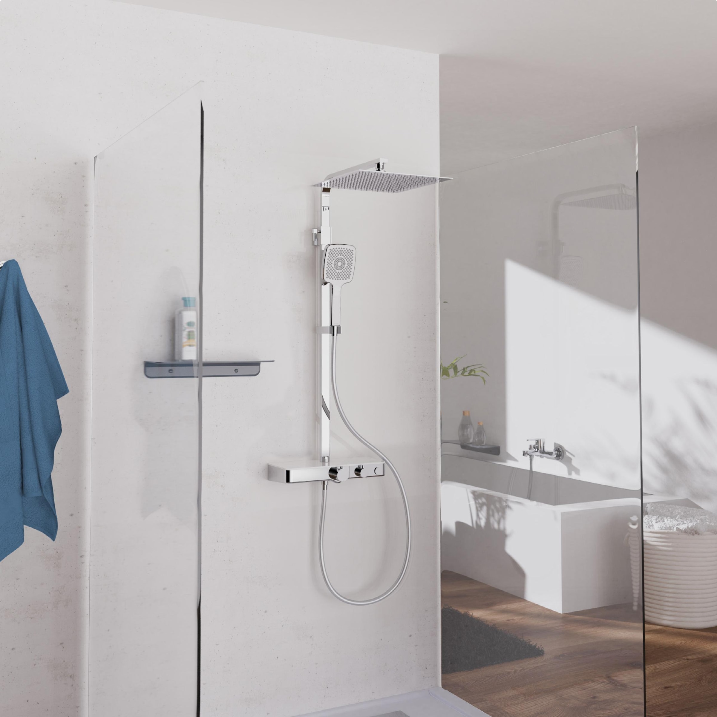 Schütte Brausegarnitur »OCEAN« Sicherheitssperre, höhenverstellb., inkl. Glasablage, Antikalk