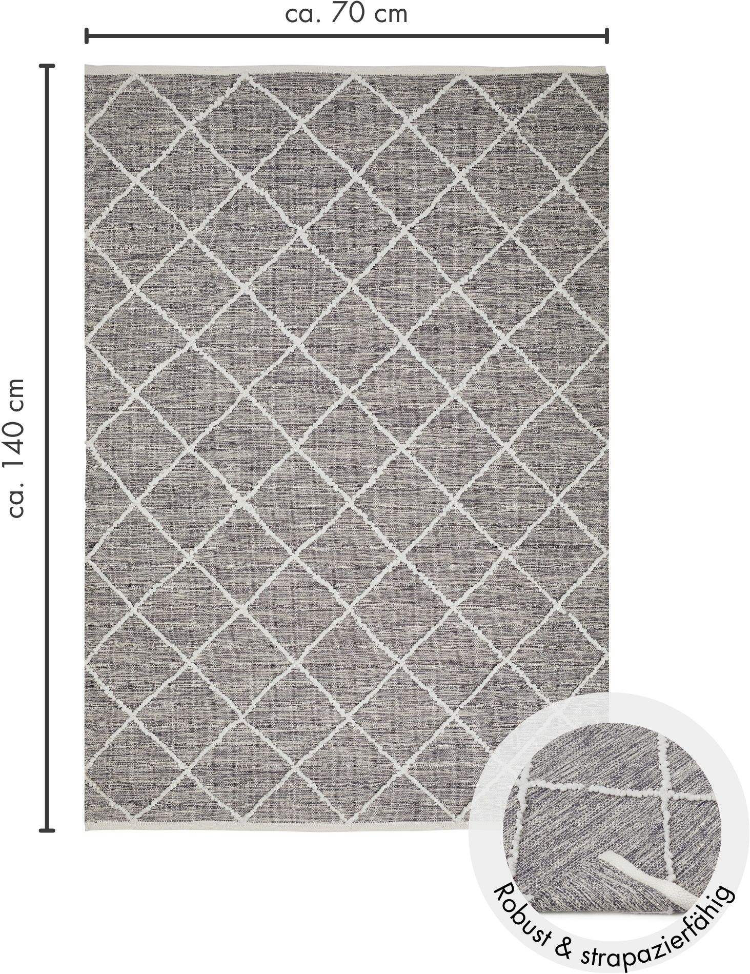 LUXOR living Teppich »Pantin«, rechteckig, 8 mm Höhe, Handweb, Flachgewebe, reine Baumwolle, handgewebt, Rauten Design