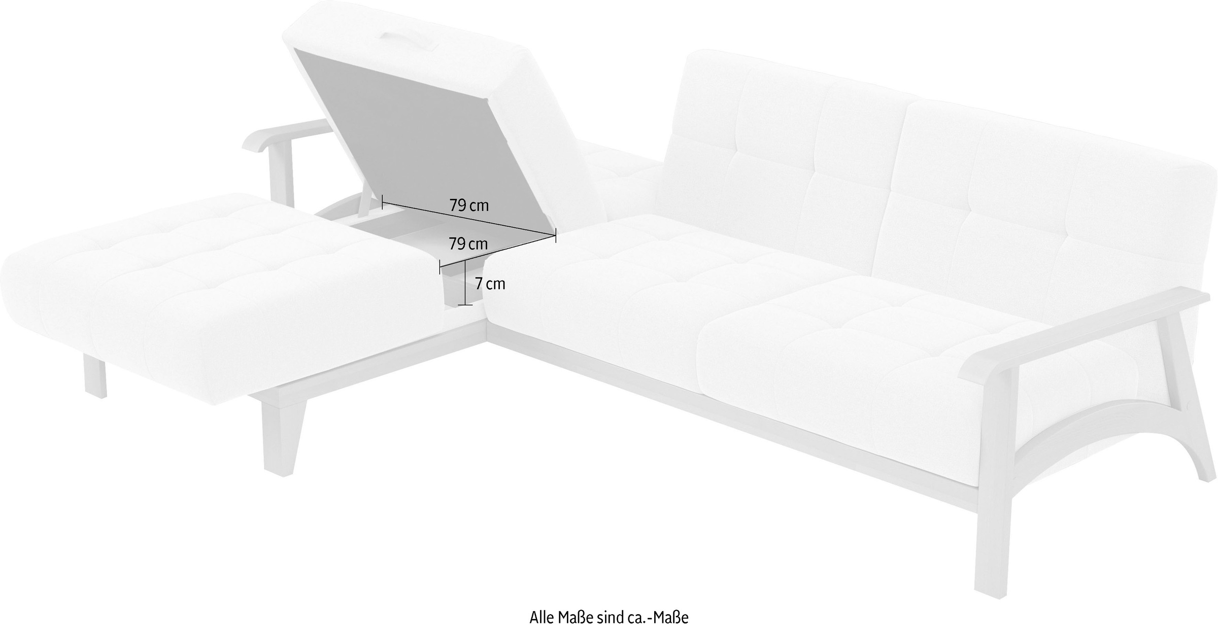 sit&more Ecksofa »Billund L-Form«, Armlehnen aus Buchenholz in natur, verschiedene Bezüge und Farben