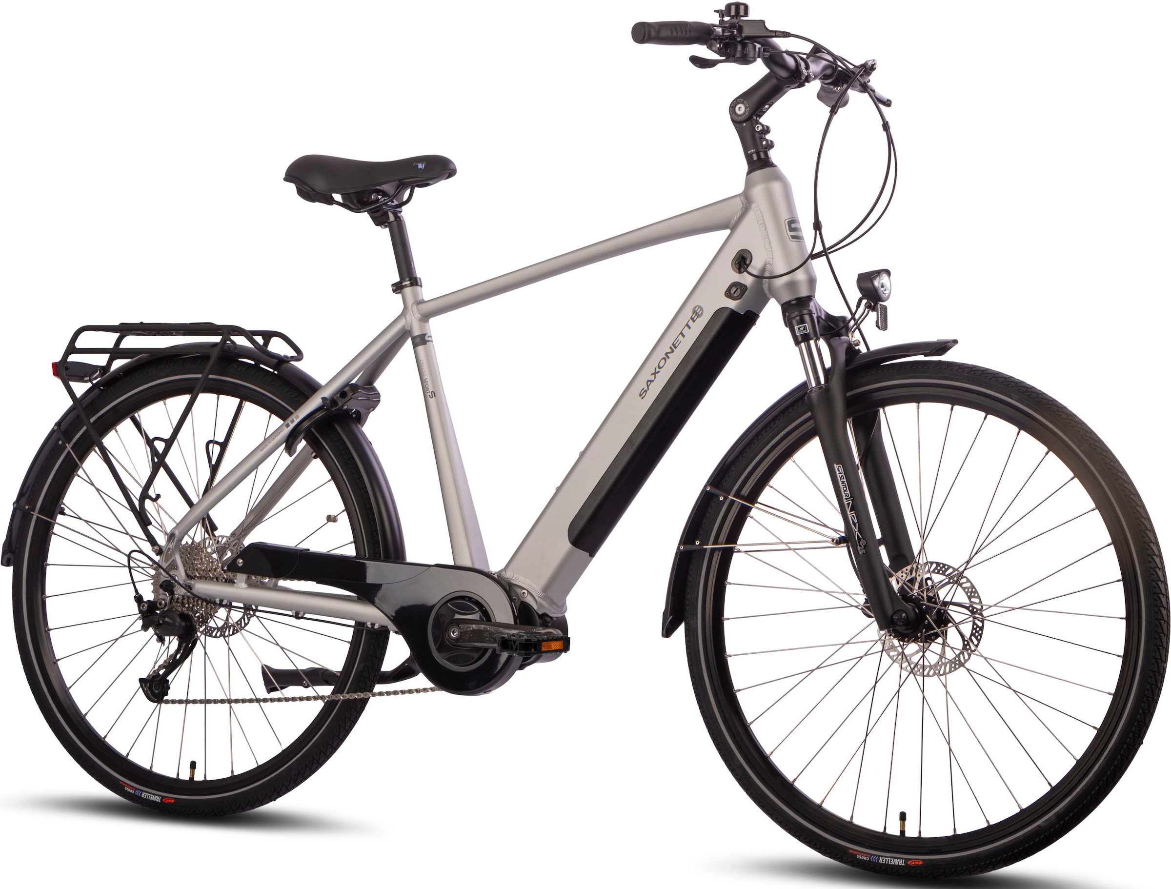 SAXONETTE E-Bike »Saxonette Deluxe Sport (Diamant)«, 9 Gang, Shimano, Alivio, Mittelmotor 250 W, Pedelec, Elektrofahrrad für Damen u. Herren