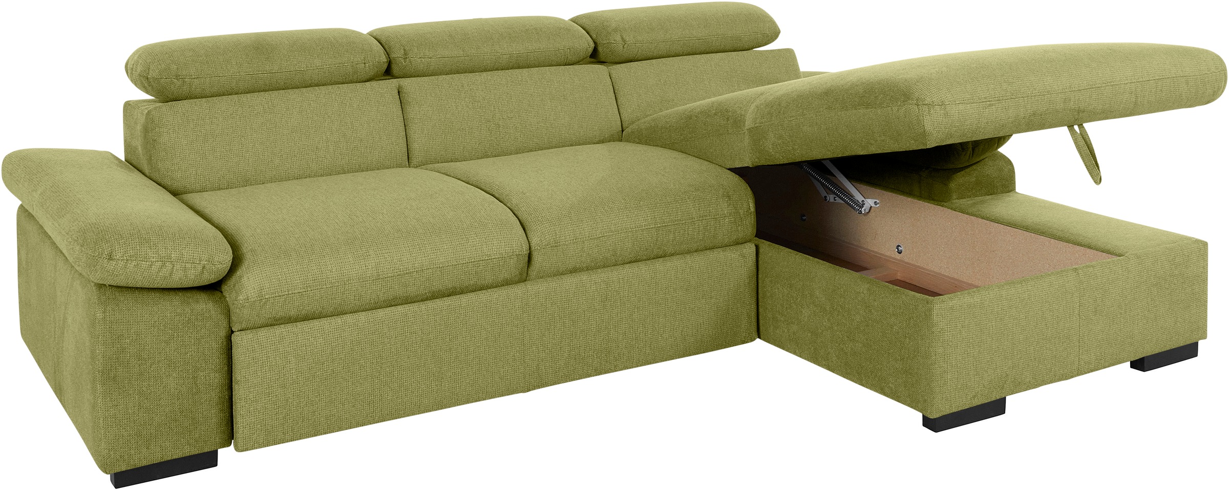 COTTA Ecksofa »Lola L-Form mit Kopfteilfunktion & Hocker«, (Set, mit Hocker), wahlweise mit Bettfunktion, Bettkasten & Armteilverstellung