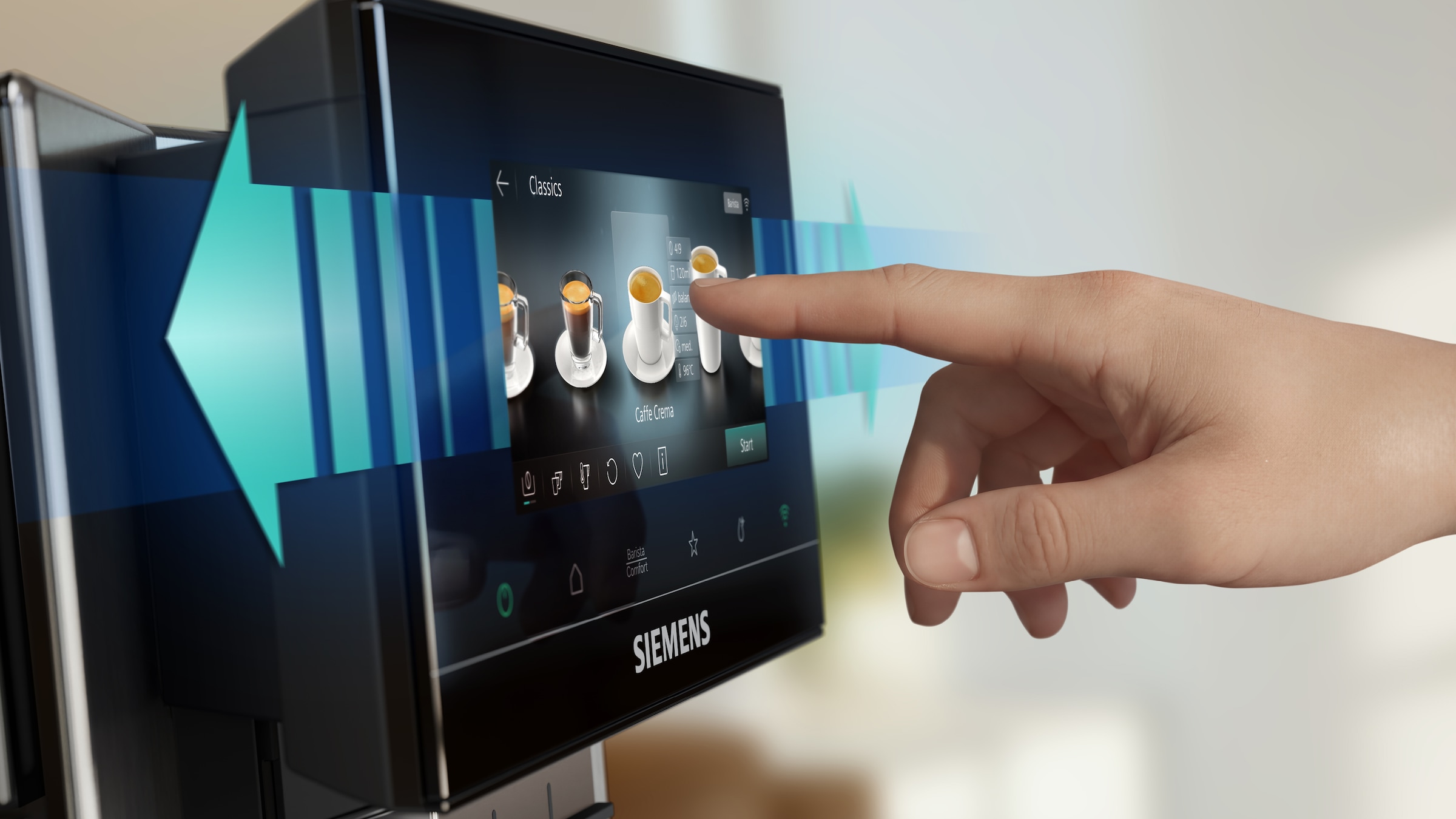 SIEMENS Kaffeevollautomat »TQ923EZ3« farbiges 6.8'' TFT-Display, individuelle Aromaeinstellung, Edelstahl