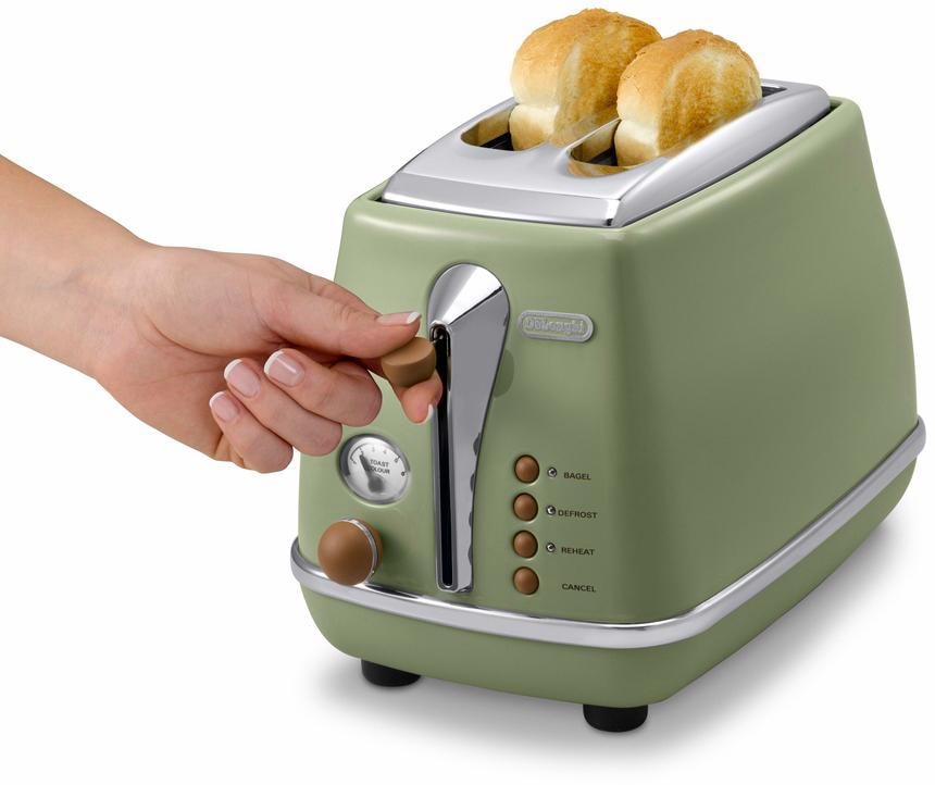 De'Longhi Toaster »Incona Vintage »CTOV 2103.BG««, 2 kurze Schlitze, 900 W, im Retro Look, grün
