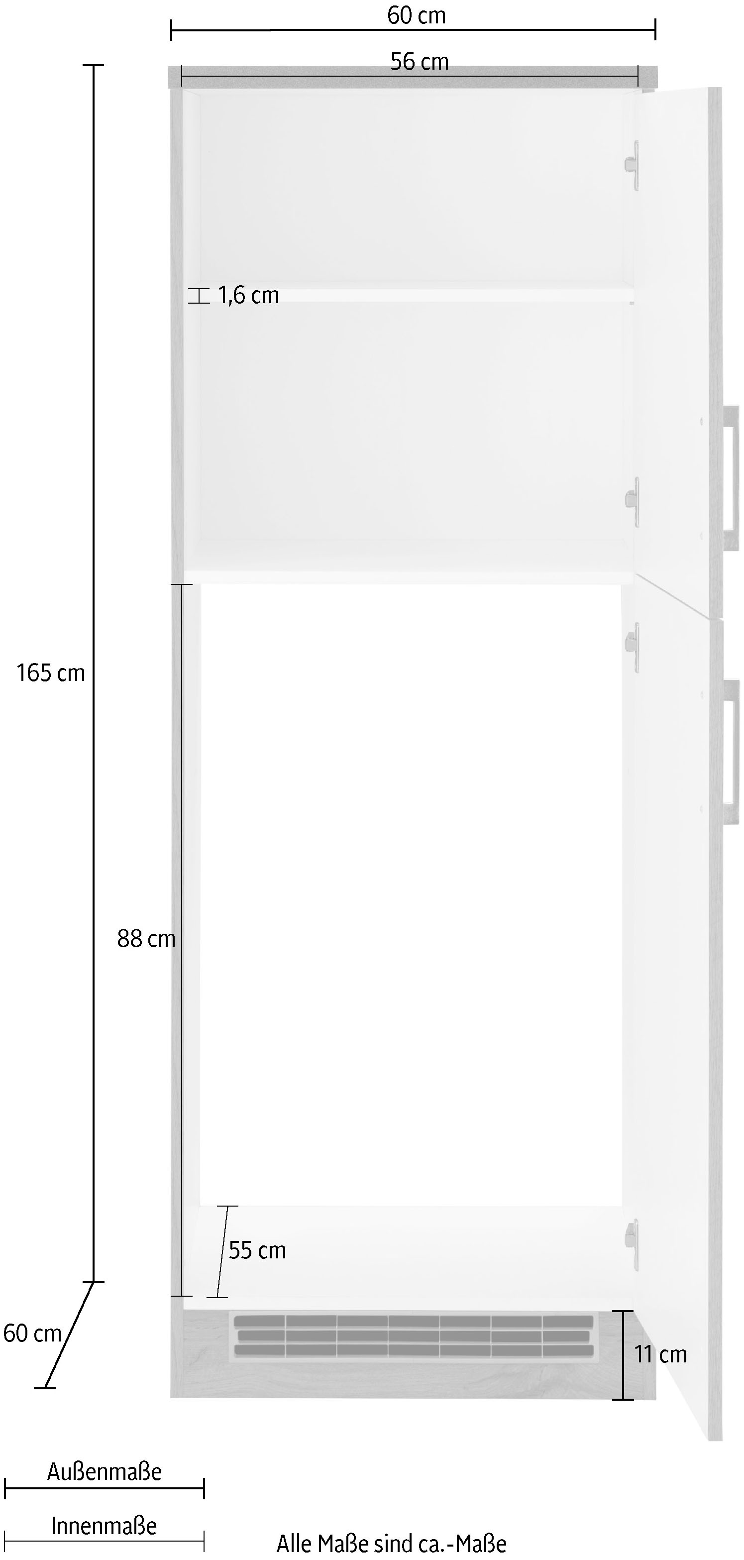 HELD MÖBEL für 88 60 »Colmar«, Einbaukühlschrank hoch, cm bestellen Kühlumbauschrank auf cm Nische Rechnung geeignet cm breit, 165