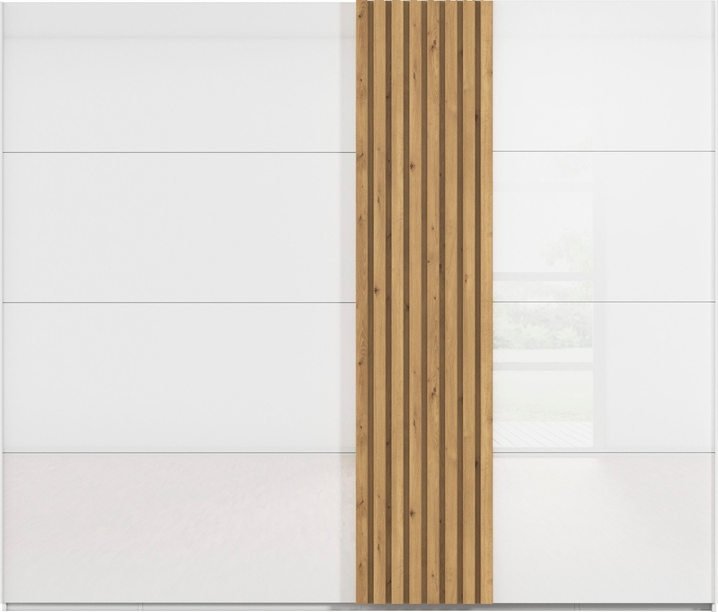 rauch Schwebetürenschrank »Kleiderschrank Schrank Garderobe Wäscheschrank TEGIO« mit hochwertigen Holzdekoraufleistung und Glasfront MADE IN GERMANY