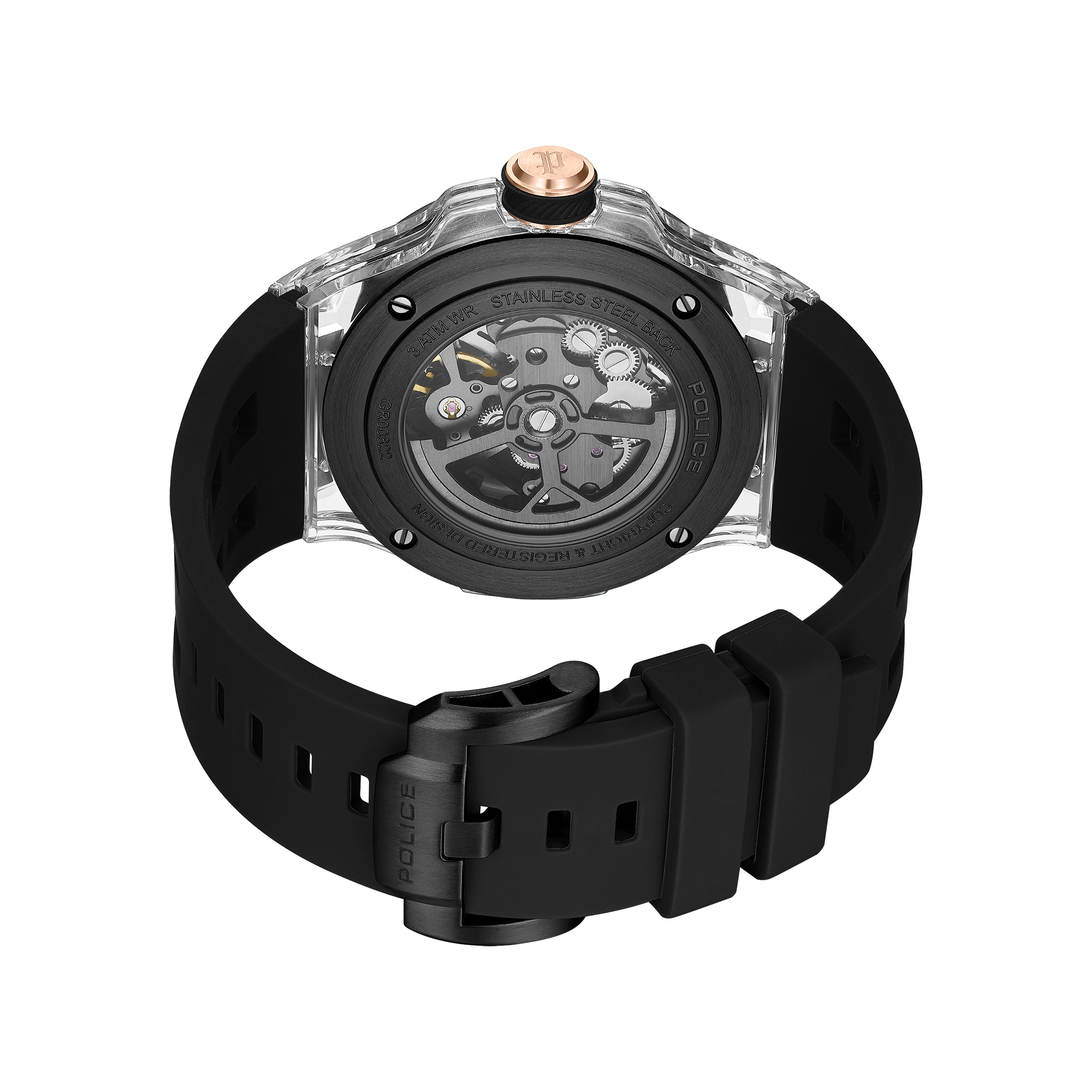 Police Automatikuhr »Cyclone« Armbanduhr, Herrenuhr, Mechanische Uhr, Silikonarmband, analog