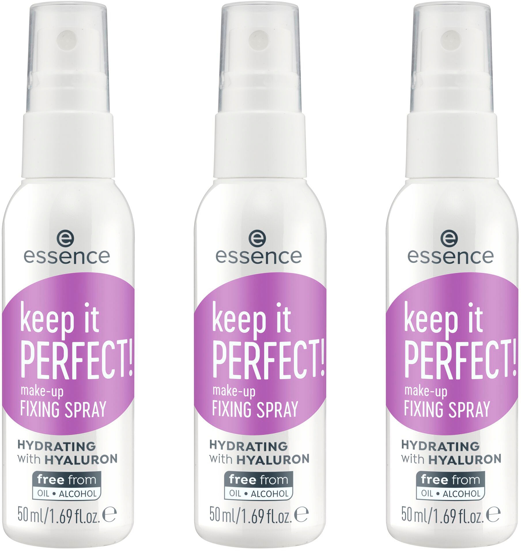 Essence Fixierspray »keep it PERFECT! make-up FIXING SPRAY«, (Packung, 3 tlg.), mit neutralem Duft