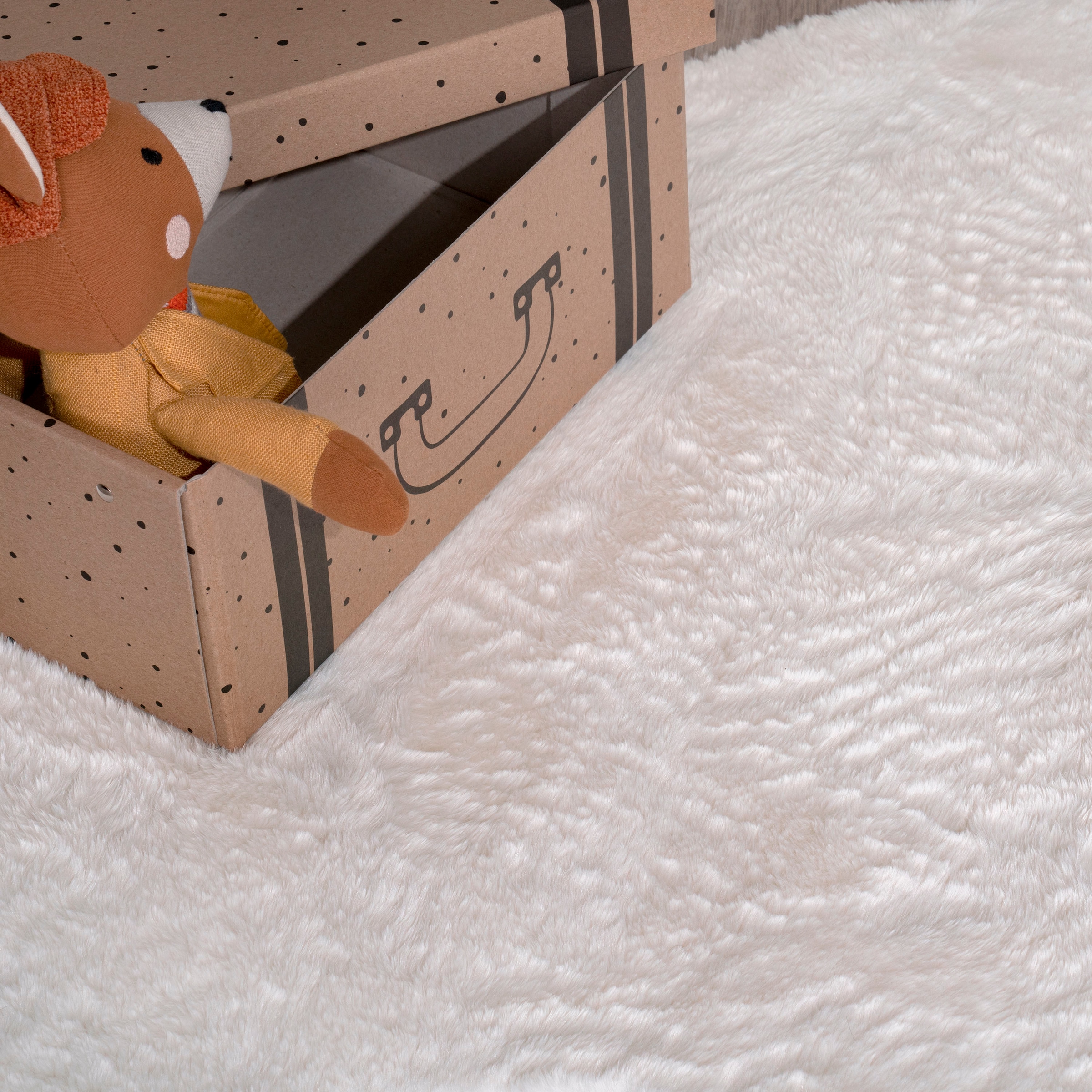 Paco Home Teppich »Pelt 640 Wolke«, wolkenförmig, 16 mm Höhe, Kunstfell, Uni Farben, sehr weicher Flor