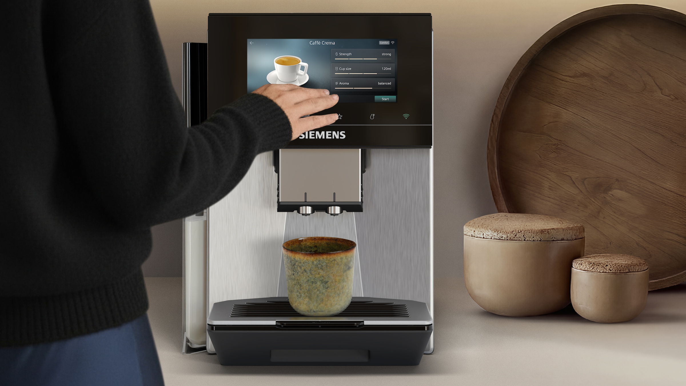 SIEMENS Kaffeevollautomat »TQ923EZ3« farbiges 6.8'' TFT-Display, individuelle Aromaeinstellung, Edelstahl
