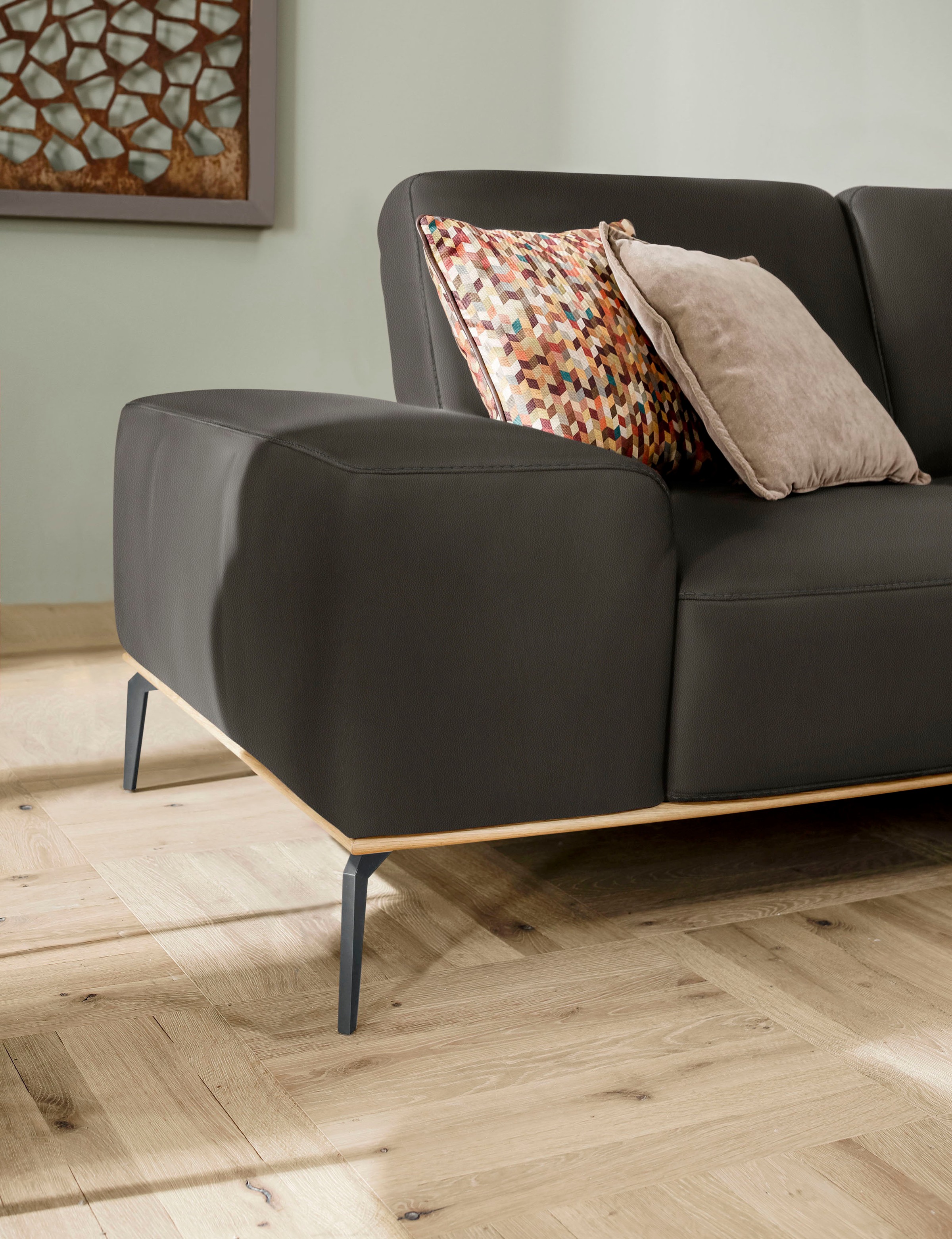 W.SCHILLIG Ecksofa »run, Designsofa mit tollem Sitzkomfort, bequem, L-Form«, mit Holzsockel, Füße in Schwarz pulverbeschichtet, Breite 279 cm