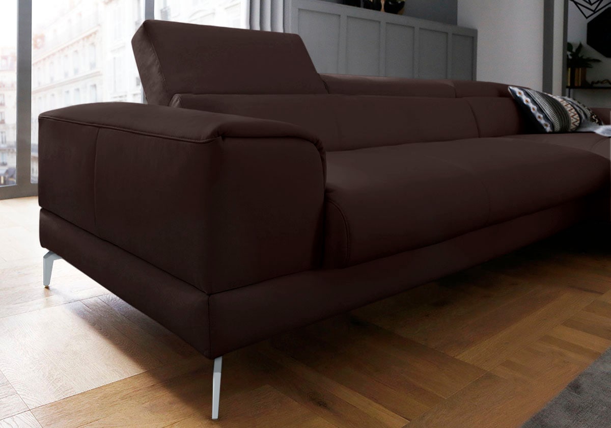 W.SCHILLIG Ecksofa »piedroo, Designsofa mit tollem Sitzkomfort, bequem und elegant, L-Form«, Kopfteilverstellung, wahlweise mit Sitztiefenverstellung, Breite 343cm