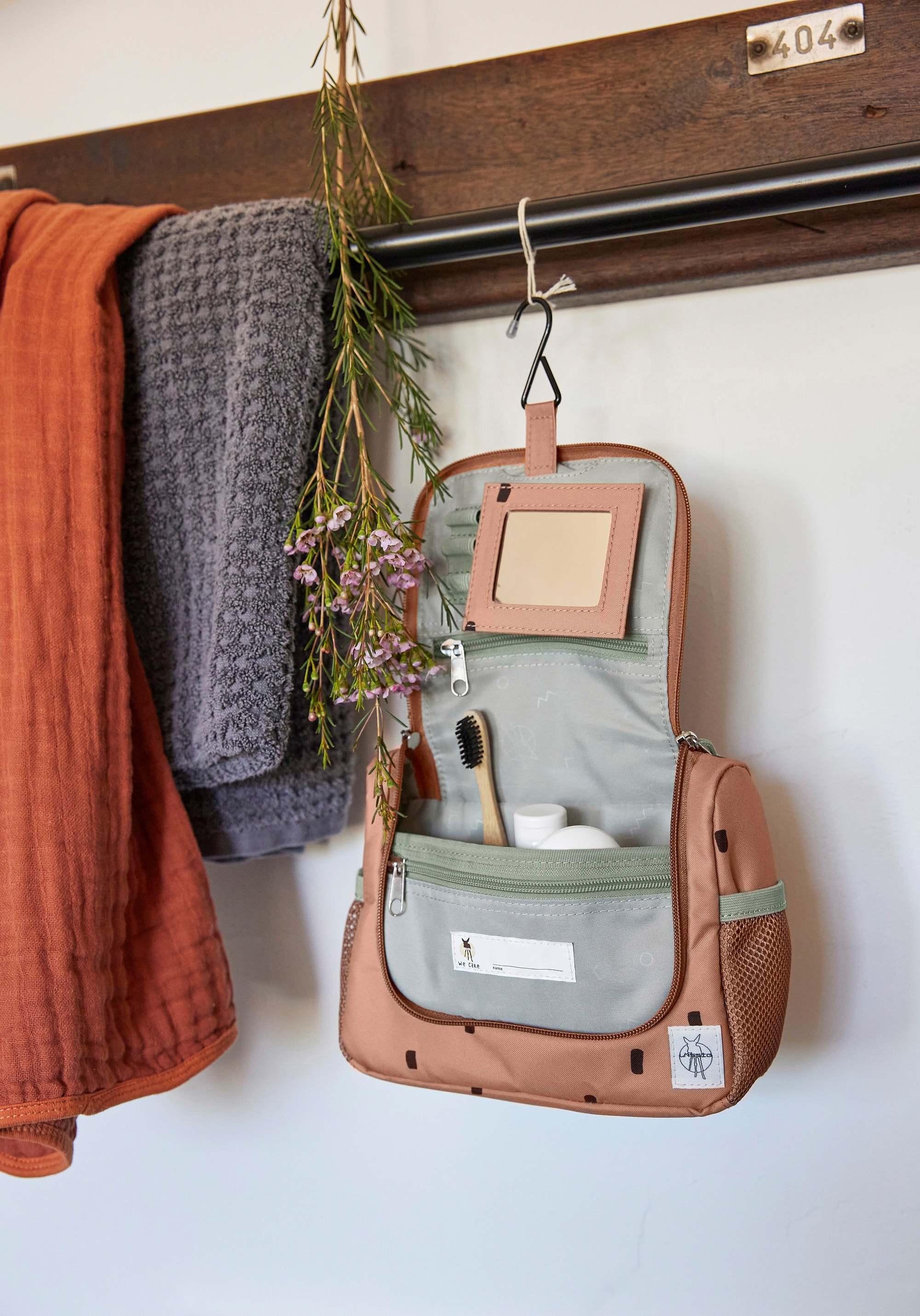 LÄSSIG Kulturbeutel »Happy Prints, Mini Washbag, Caramel«