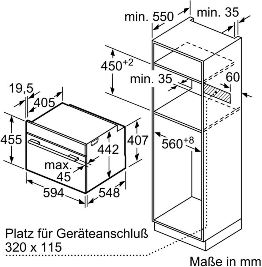 BOSCH Einbaubackofen »CBG635BS3«, 8, CBG635BS3, mit Teleskopauszug nachrüstbar, ecoClean Direct