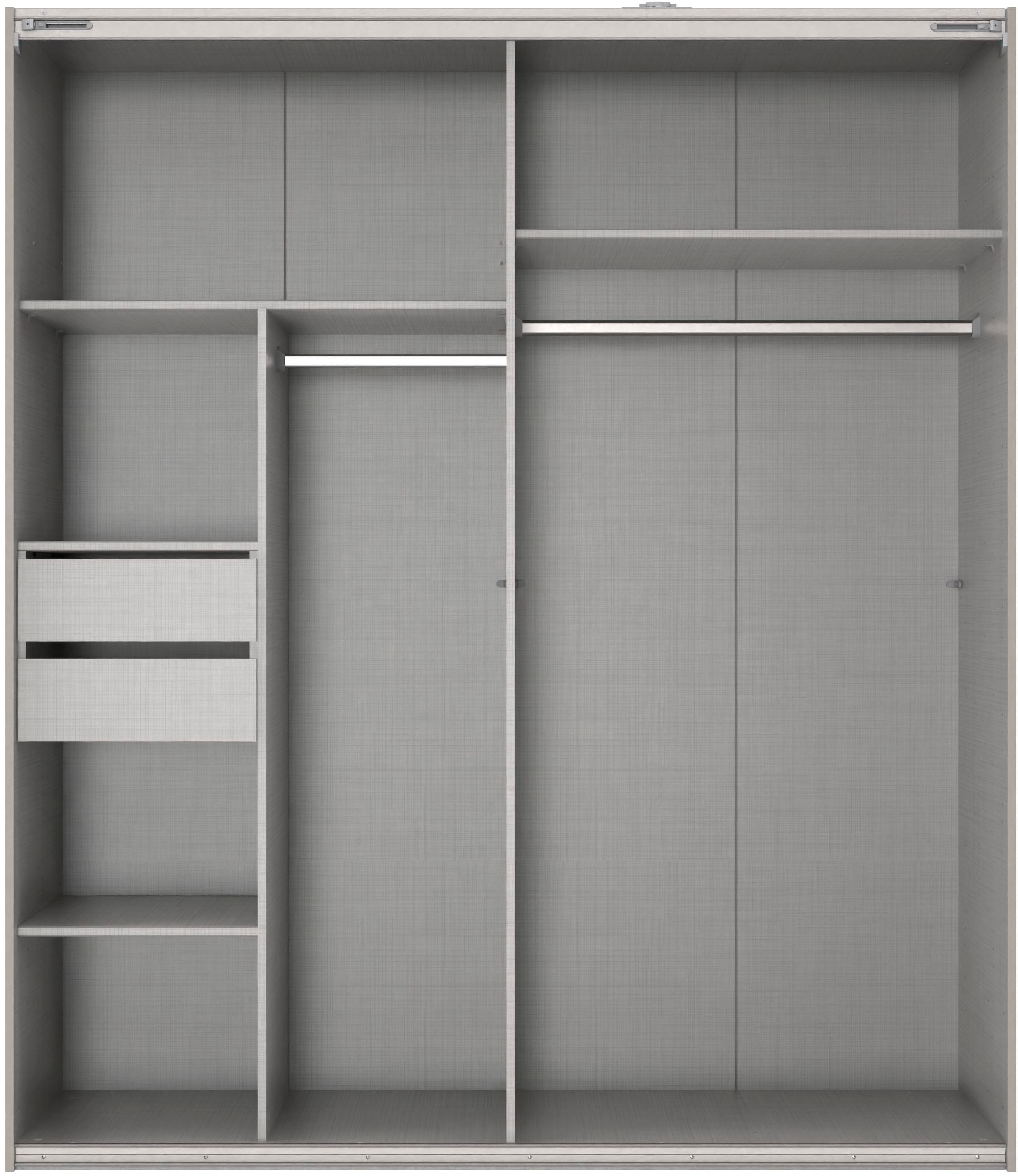 Wimex Schwebetürenschrank »Mugano, Made in Germany, Lieferung bis in Deine Etage und Stellort«, (wähle Deine Ausstattung: Basic oder Premium!), 3 Schwebetüren, große Größen, mit oder ohne Spiegel, Metallgriffe