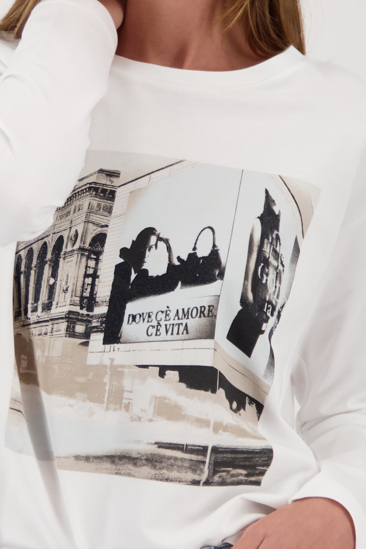 Monari Langarmshirt »Shirt City Druck« Regular fit mit U-Boot-Ausschnitt