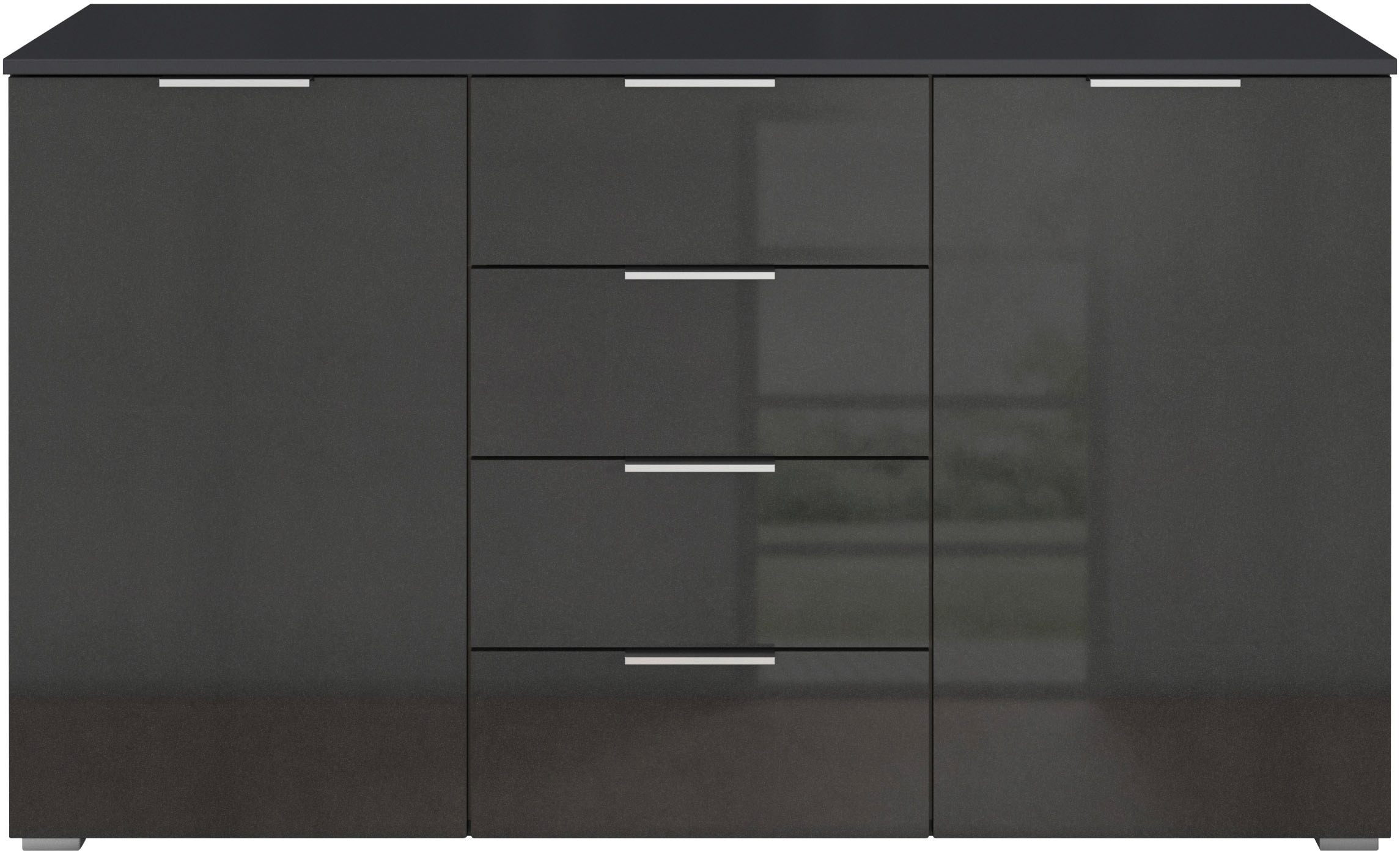 rauch Kombikommode »Sideboard Schubladenkommode AGORDO mit Dekor- oder Hochglanzfront«, (in zwei Griff-Farben, Breite 120 cm inkl. Soft-Close-Funktion), vier große Schubladen, mit insgesamt 4 Einlegeböden MADE IN GERMANY