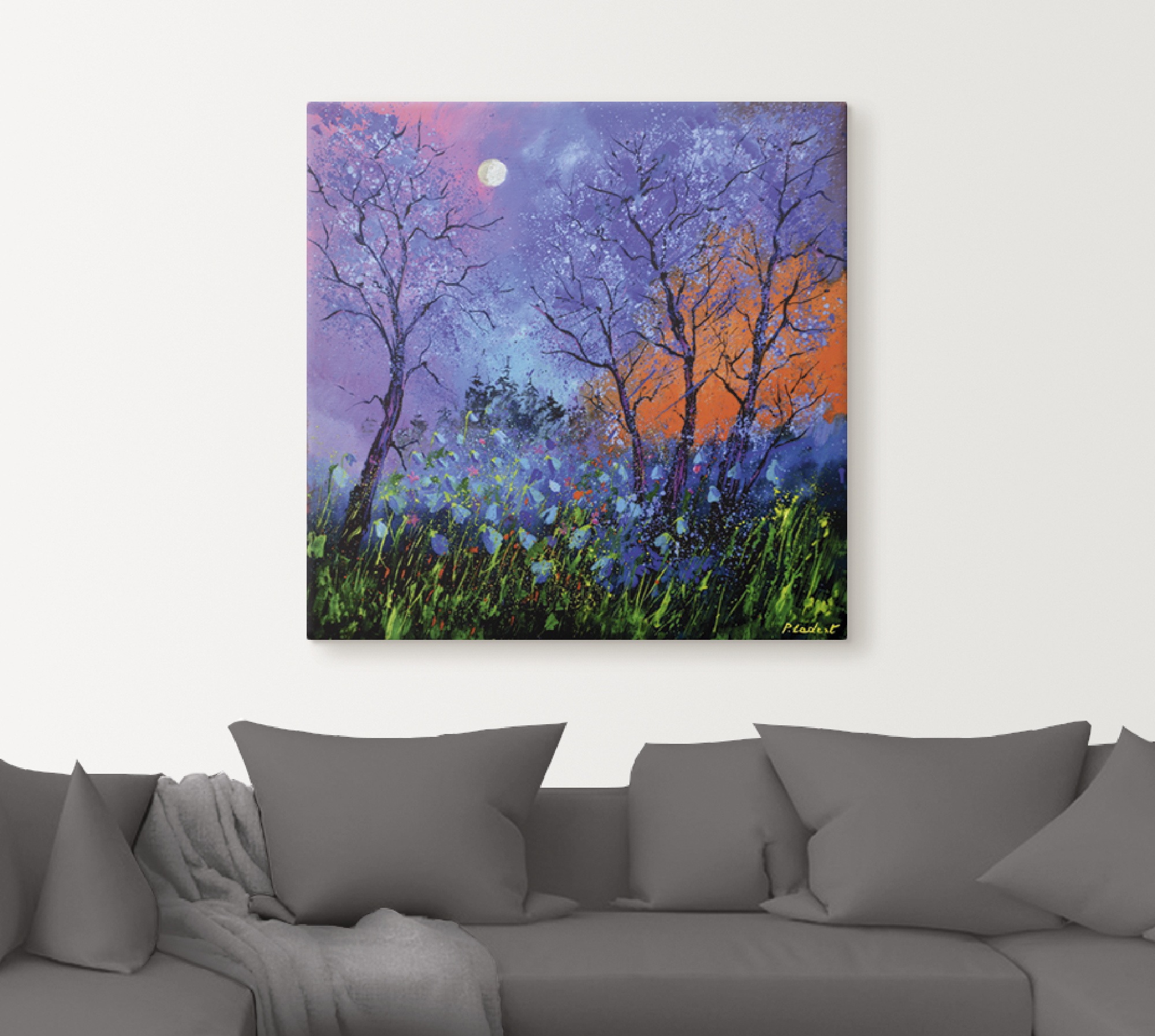 Artland Leinwandbild »Mohnblumen im Blau«, Blumen, (1 St.), auf Keilrahmen gespannt