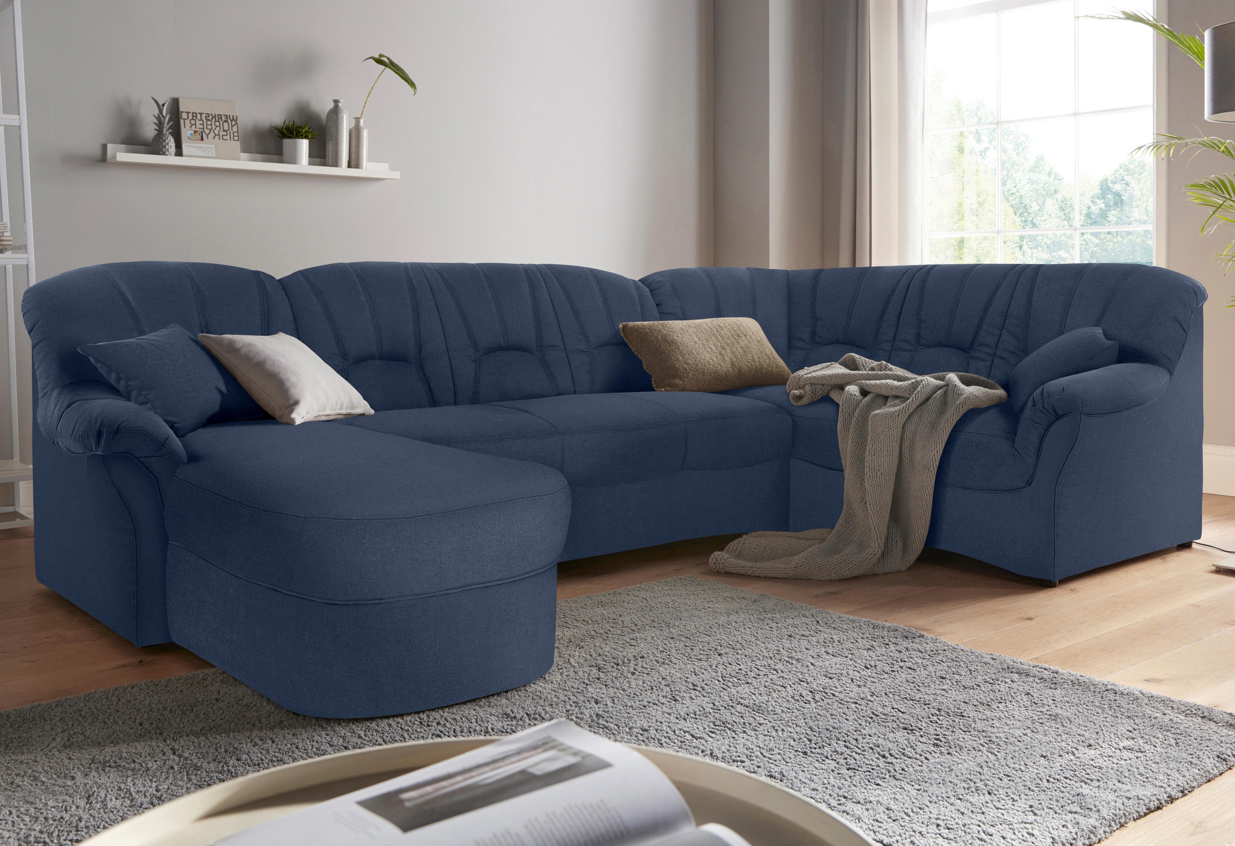 DOMO collection Wohnlandschaft »Bahia mit viel Platz, zeitloses Design, U-Form«, wahlweise mit Bettfunktion