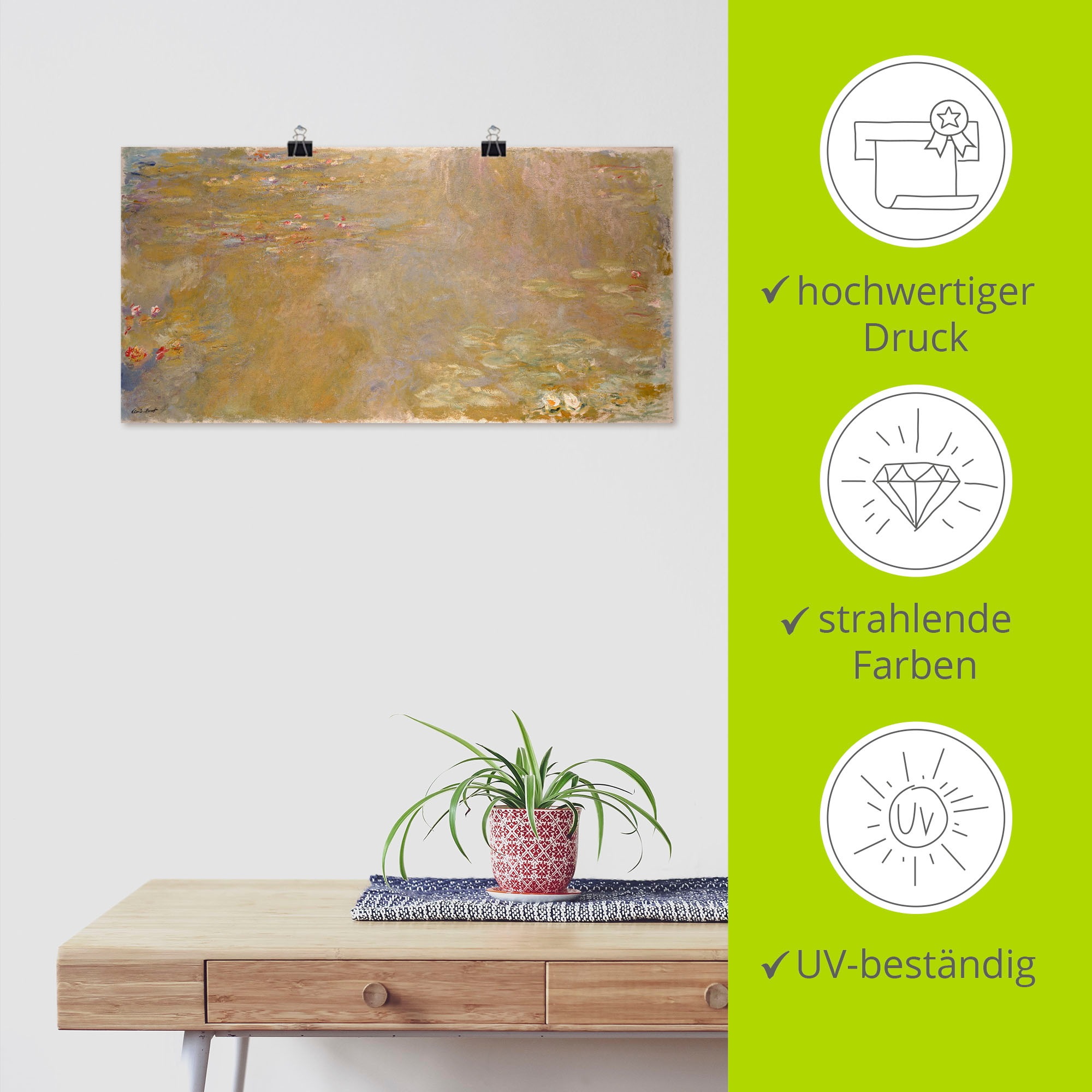 Artland Kunstdruck »Seerosen-Teich. 1917/1919«, Gewässer, (1 St.), als Leinwandbild, Wandaufkleber oder Poster in versch. Größen