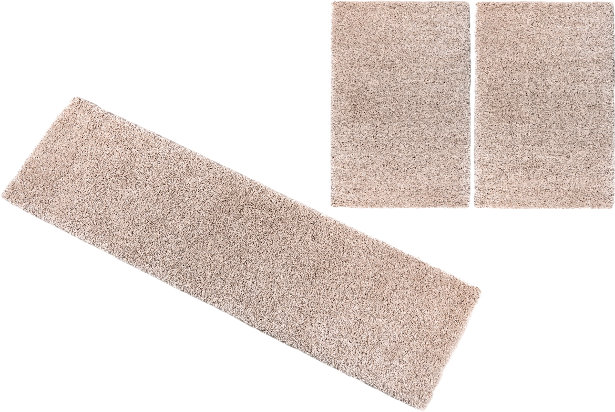 my home Bettumrandung »Viva«, (3 tlg.), Bettvorleger, Läufer-Set, Uni-Farbe günstig online kaufen