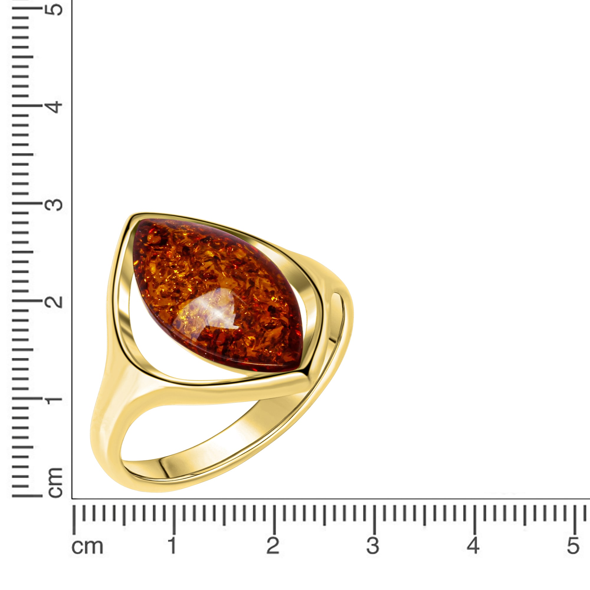 Vivance Fingerring »925/- Sterling Silber vergoldet mit Bernstein«