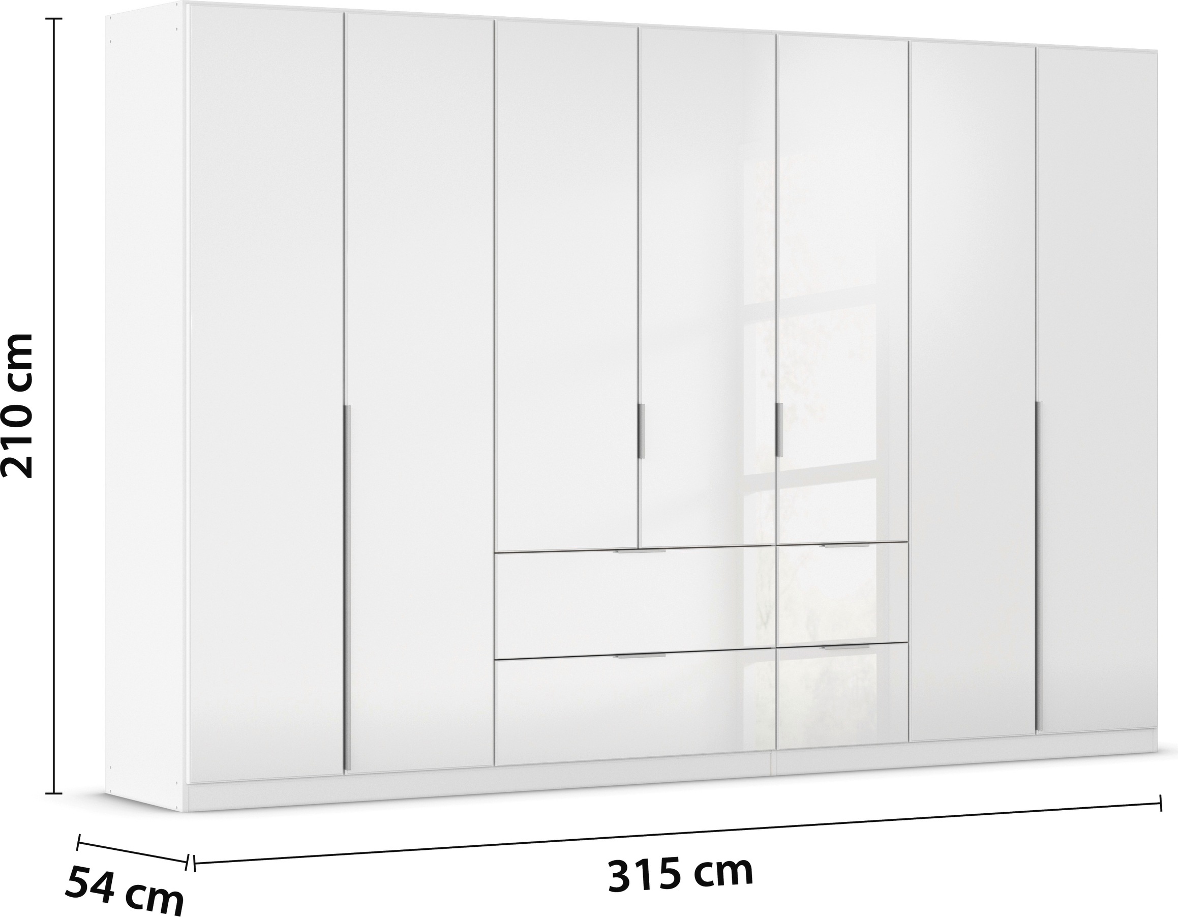 rauch Drehtürenschrank »Kleiderschrank Kleiderschränke Schrank Garderobe AGORDO mit Glasfront«, (in zwei Griff-Farben, Breiten 91-360 cm), mit Außenschubkästen, in 7 Breiten und 2 Höhen MADE IN GERMANY