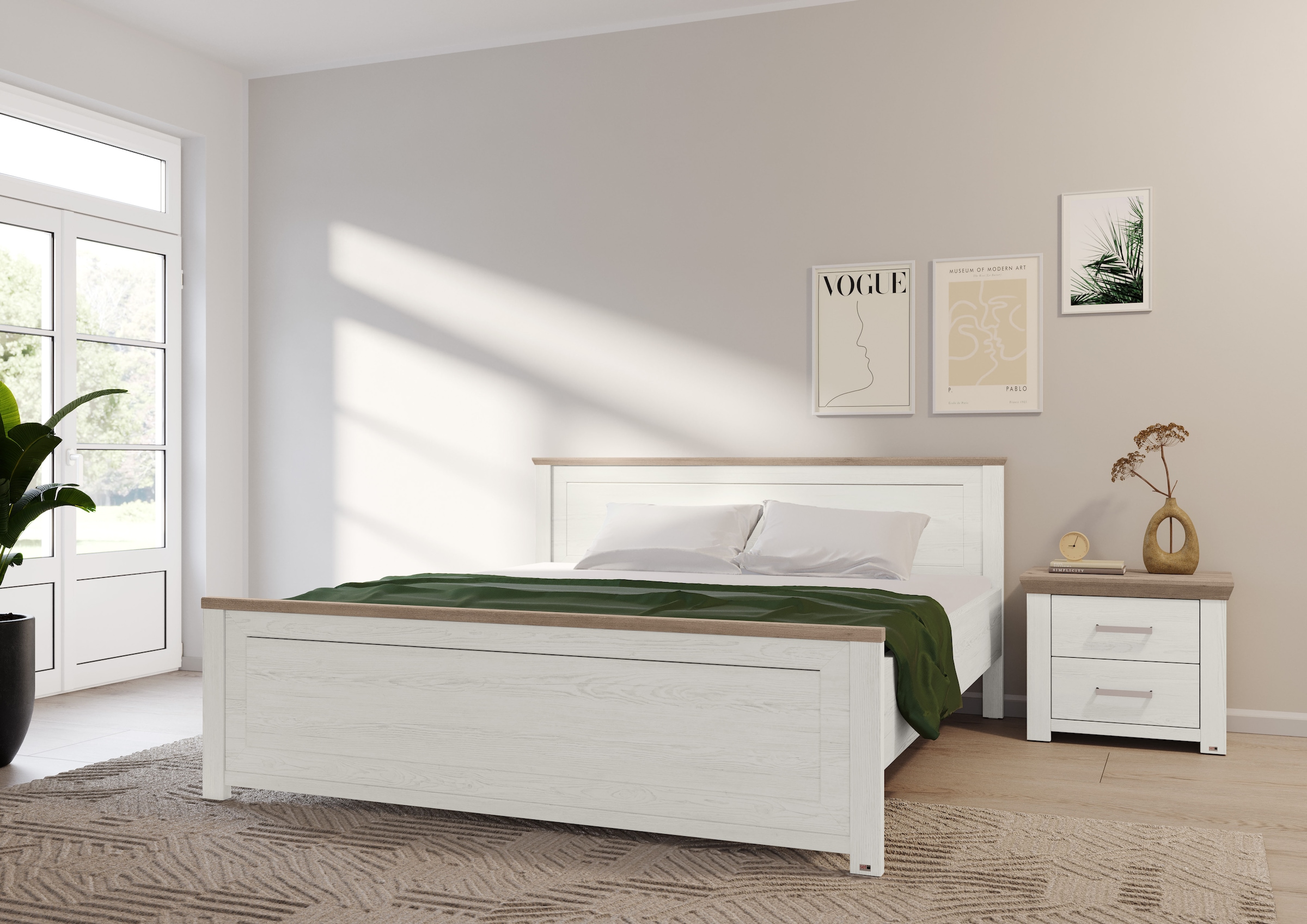 set one by Musterring Bett »York Schlafen«, (1 tlg.), Doppelbett 180 x 200 cm, weiß/Eiche Nelson oder grau/Artisan-Eiche