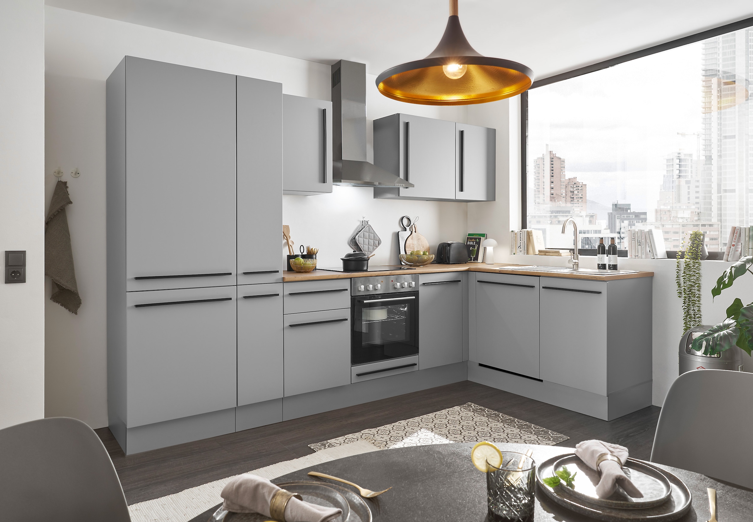BASIC by Balculina Winkelküche »Denver, Küche BxHxT 310/115 x 211 x 60«, Breite 310 cm, wahlweise mit E-Geräten und Induktion