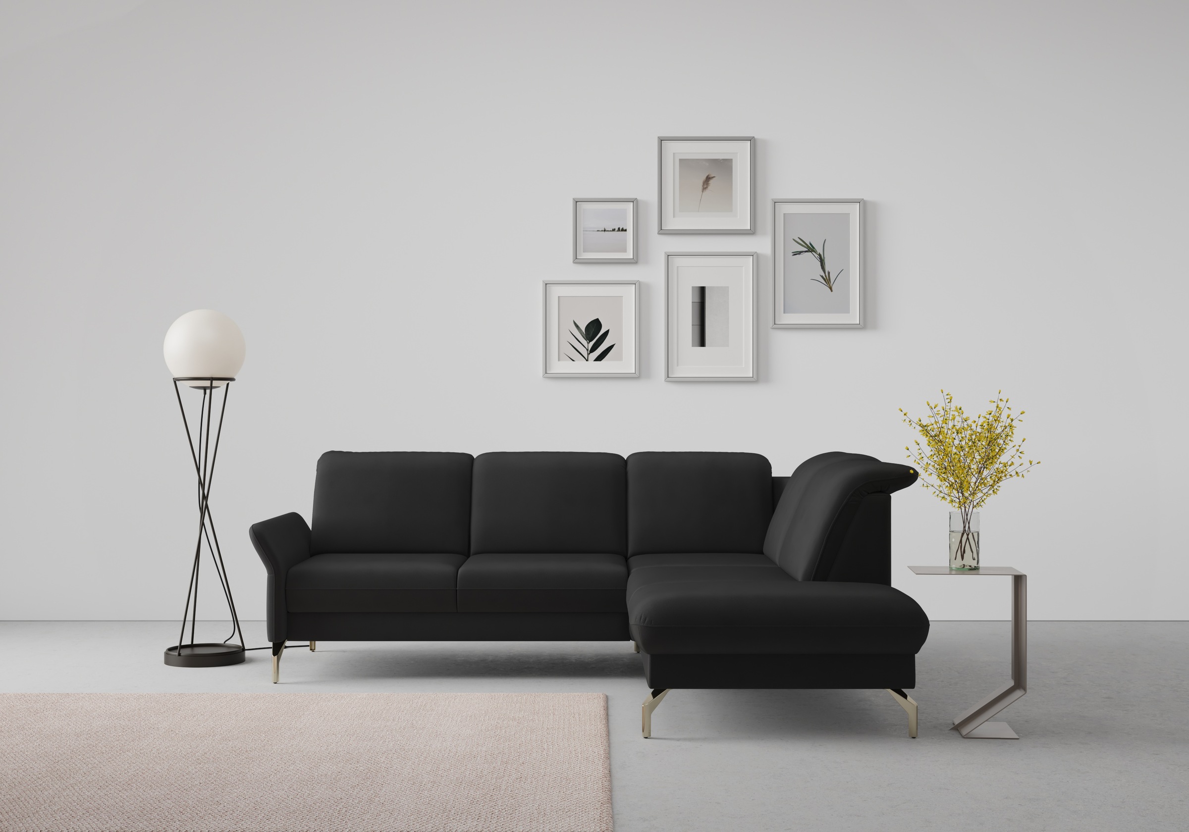 sit&more Ecksofa »Fashion L-Form«, wahlweise mit Kopfteilverstellung, Vorziehsitz, motorisch, Nickelfüße
